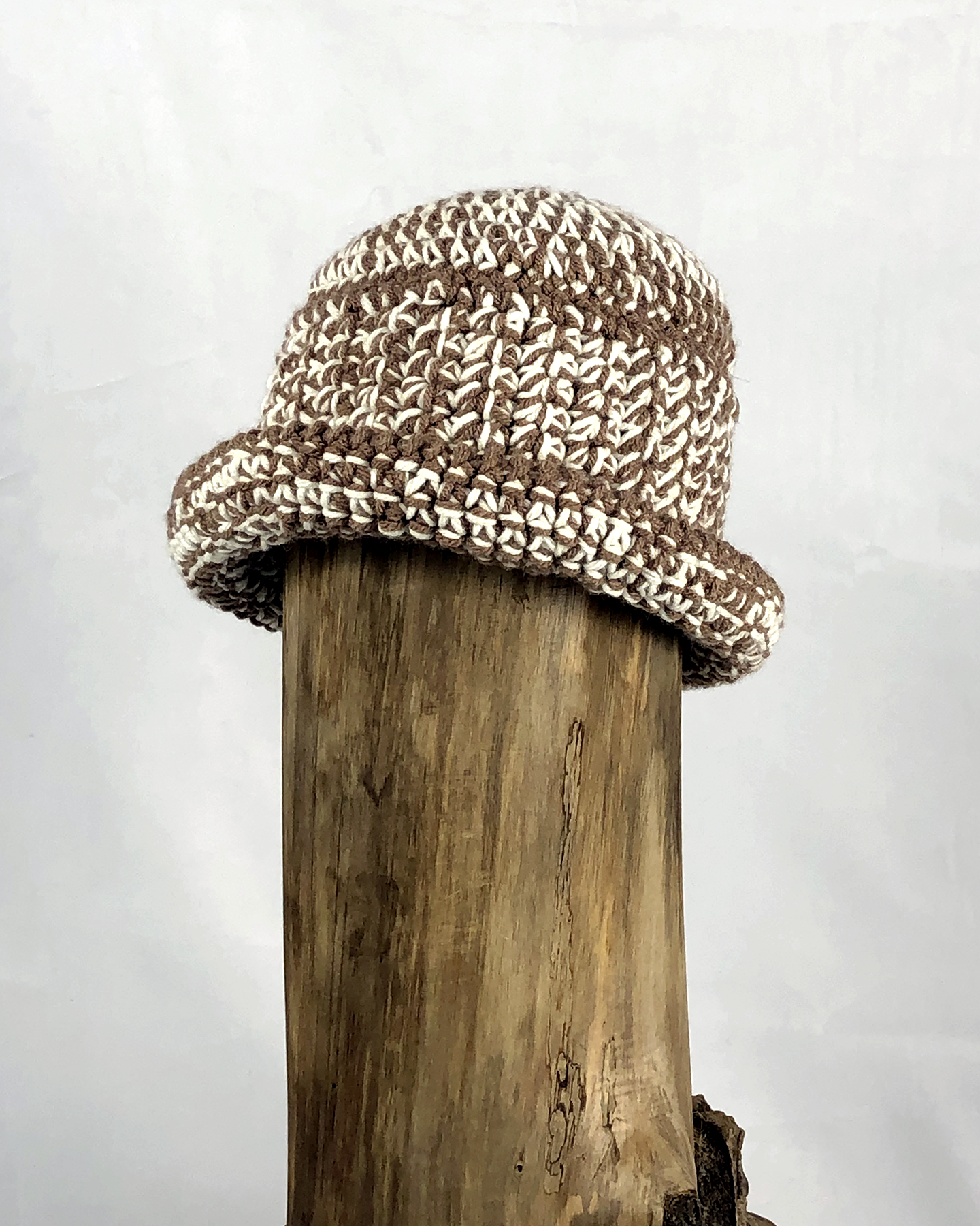 White and Brown Bucket Hat