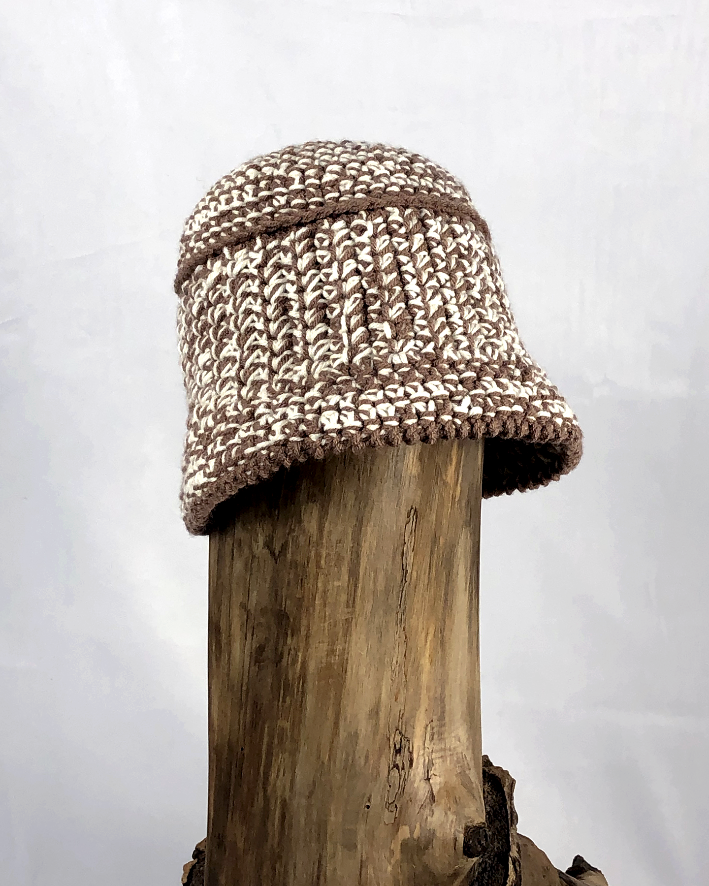 White and Brown Bucket Hat