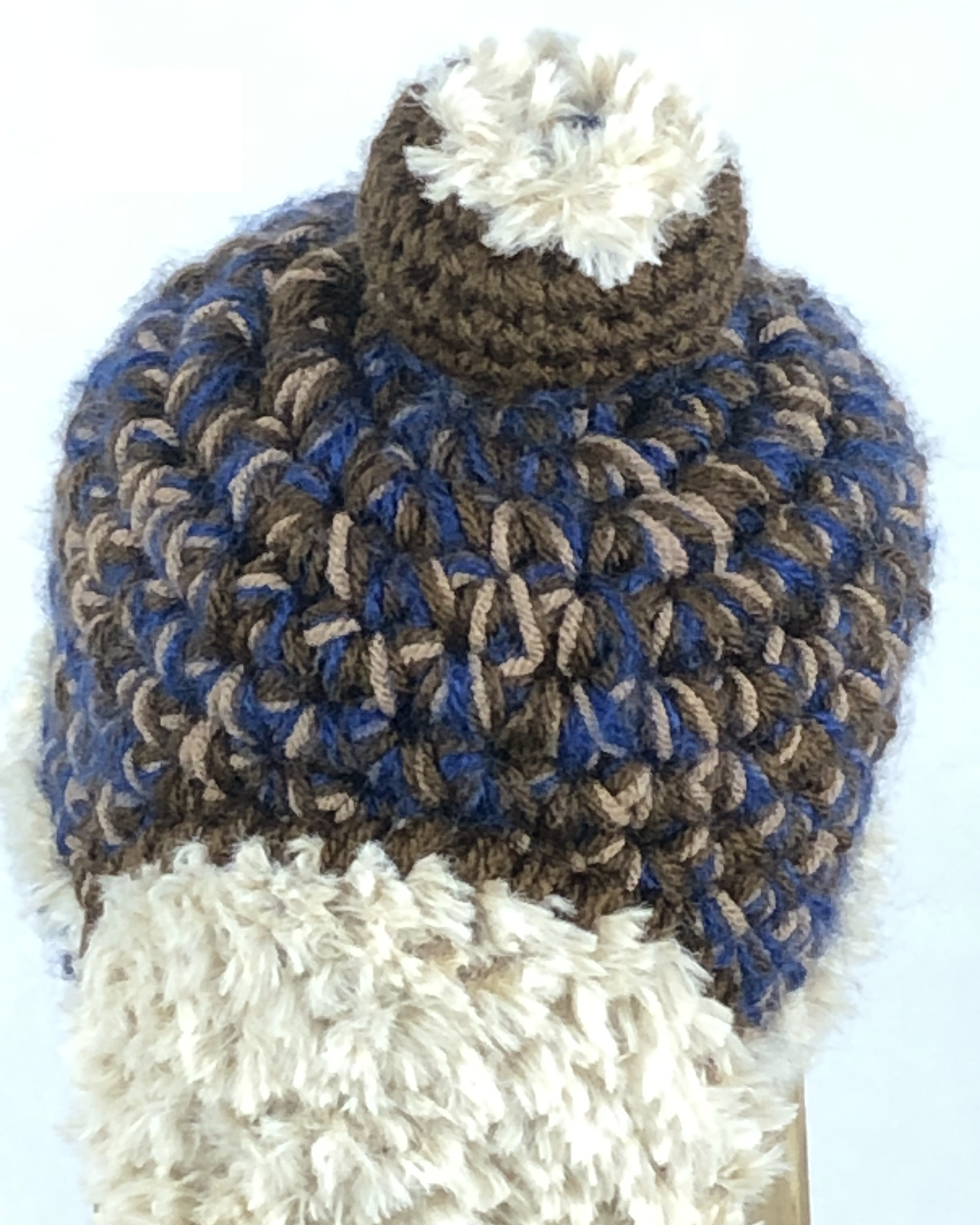 Blue, brown and beige Flapped Hat