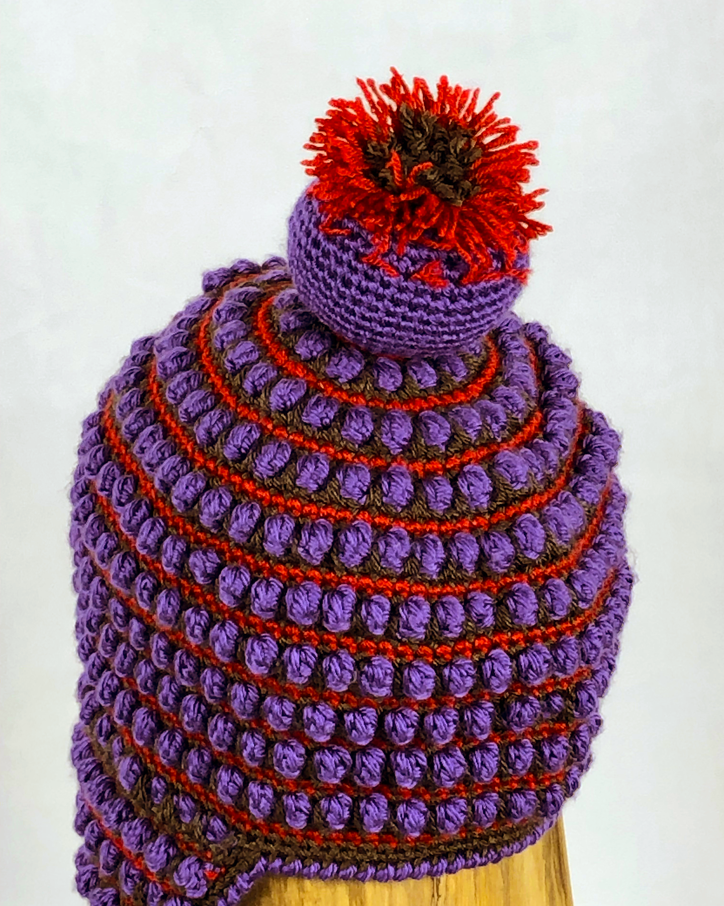 Red and Purple Flapped Toque