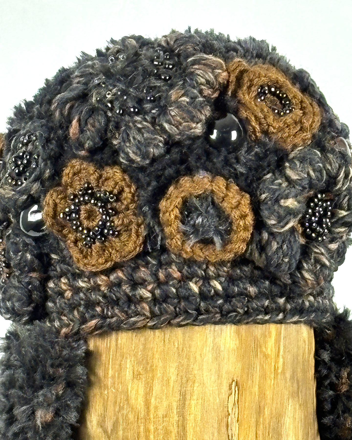 Black and Brown Flowered Flapped Hat