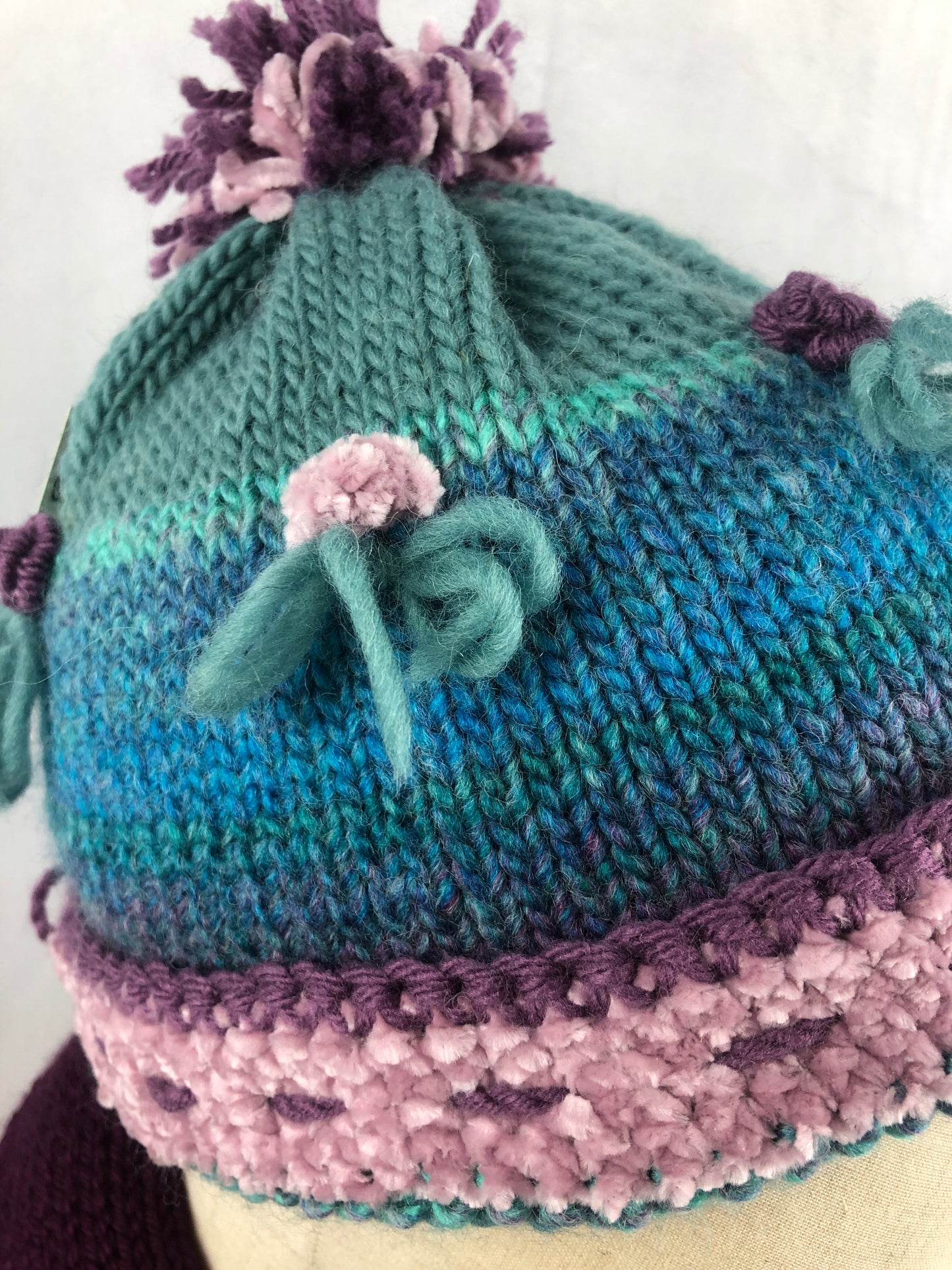 Blue teal purple toque