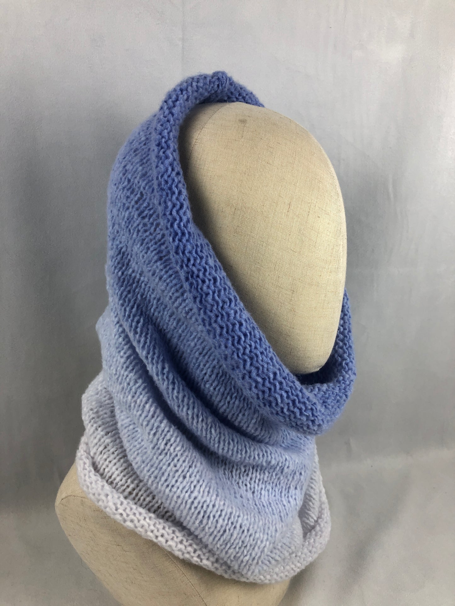 Blue white cowl scarf/ neck warmer
