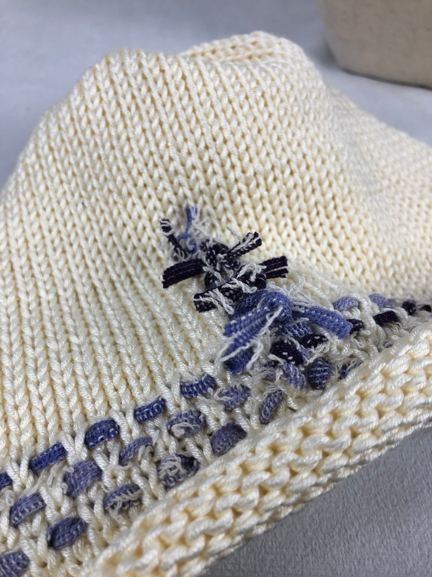 Creamy bamboo beanie hat
