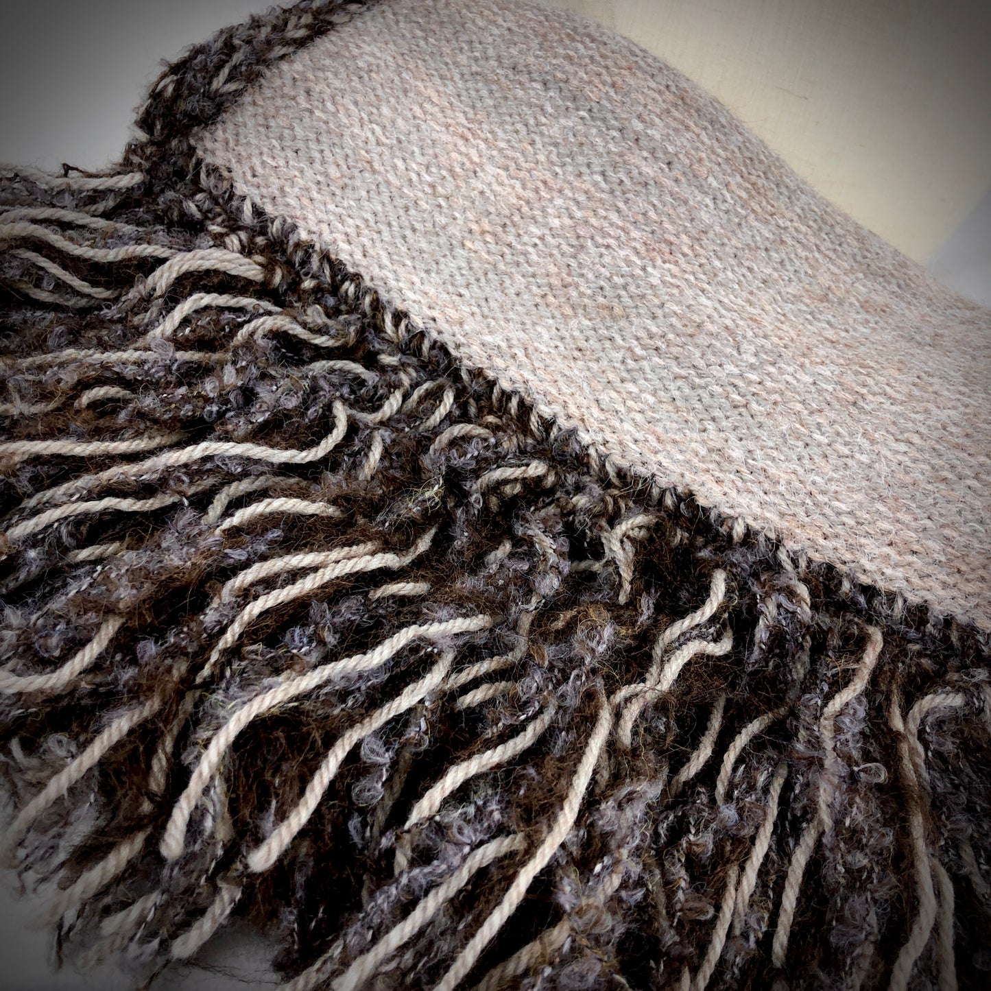 Brown beige alpaca wool scarf