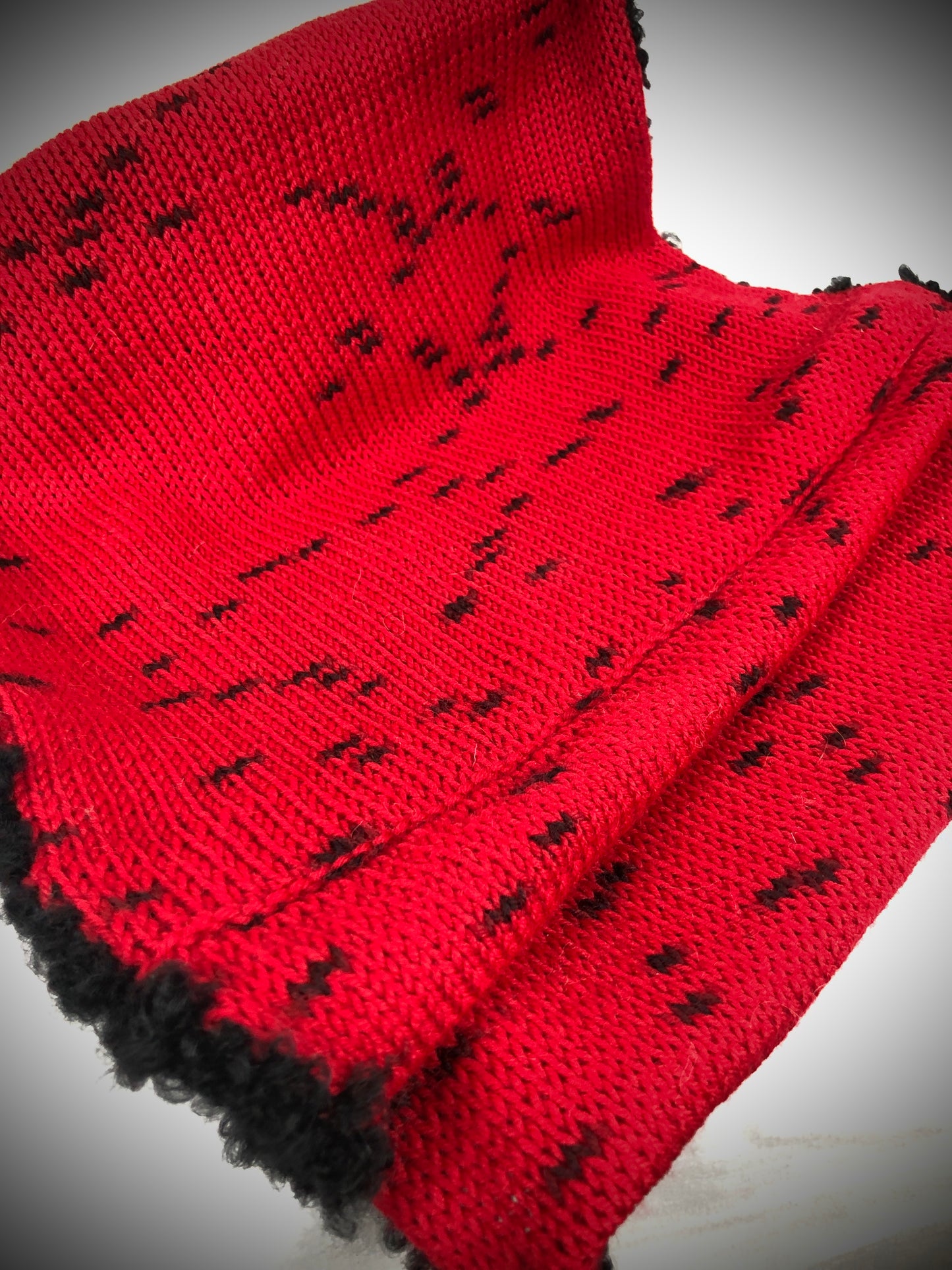 Red merino wool cowl scarf