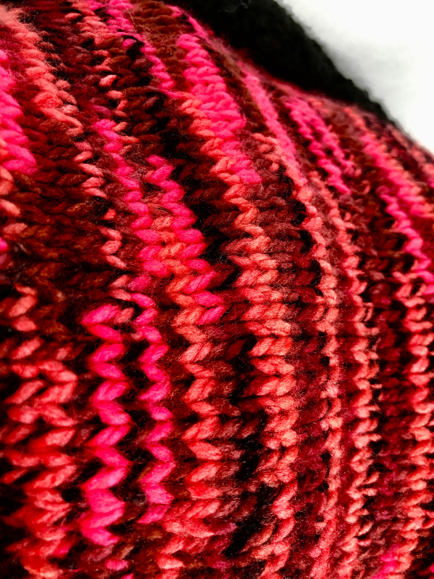Neon pink striped hood scarf hat
