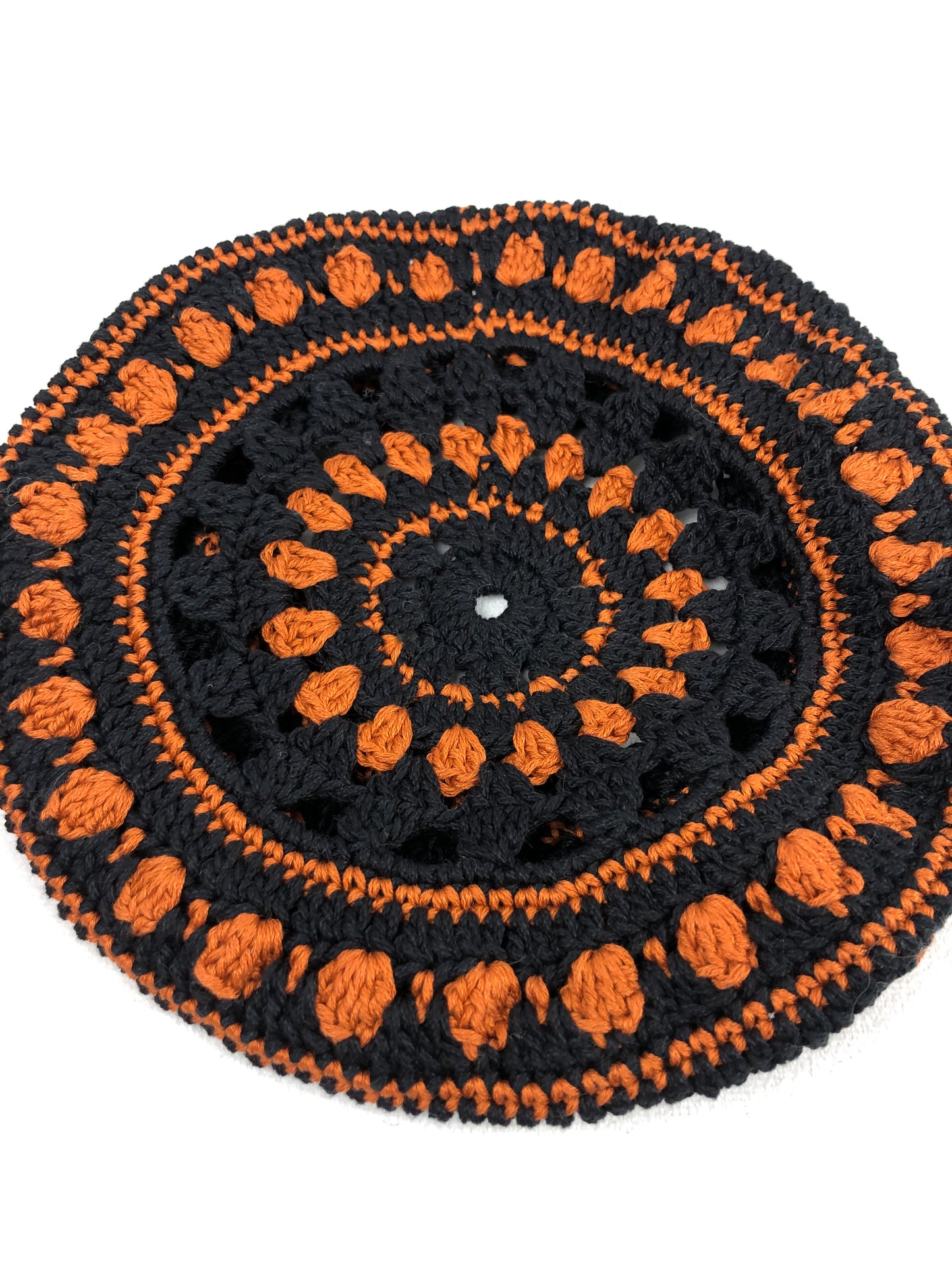 Black orange summer beret