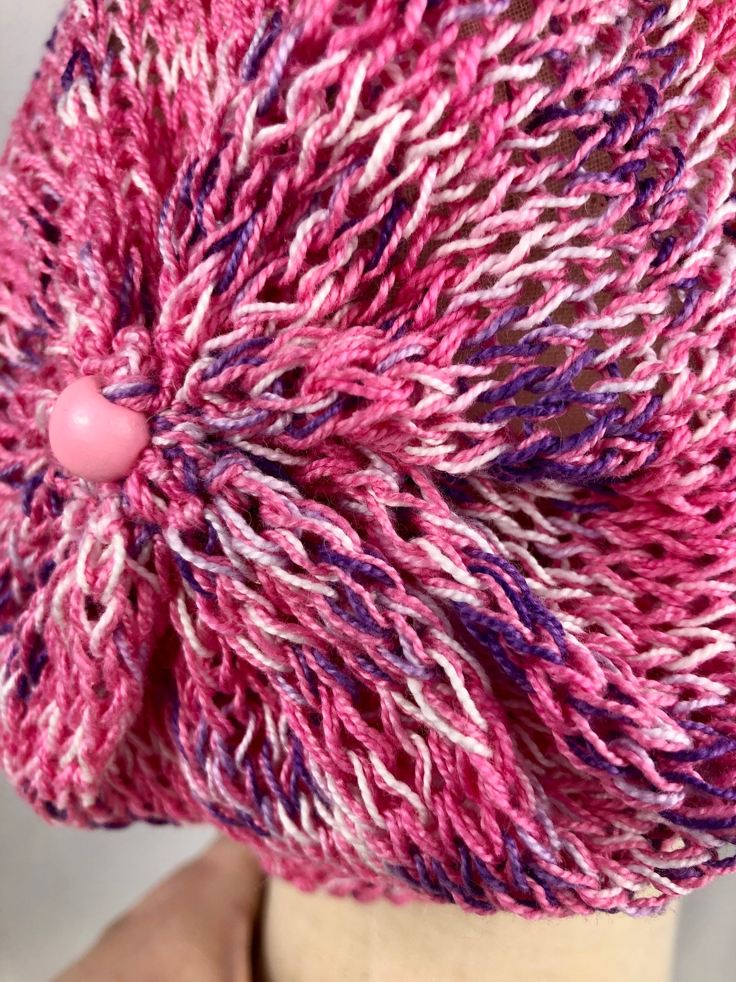 Pink purple cotton slouchy beanie toque
