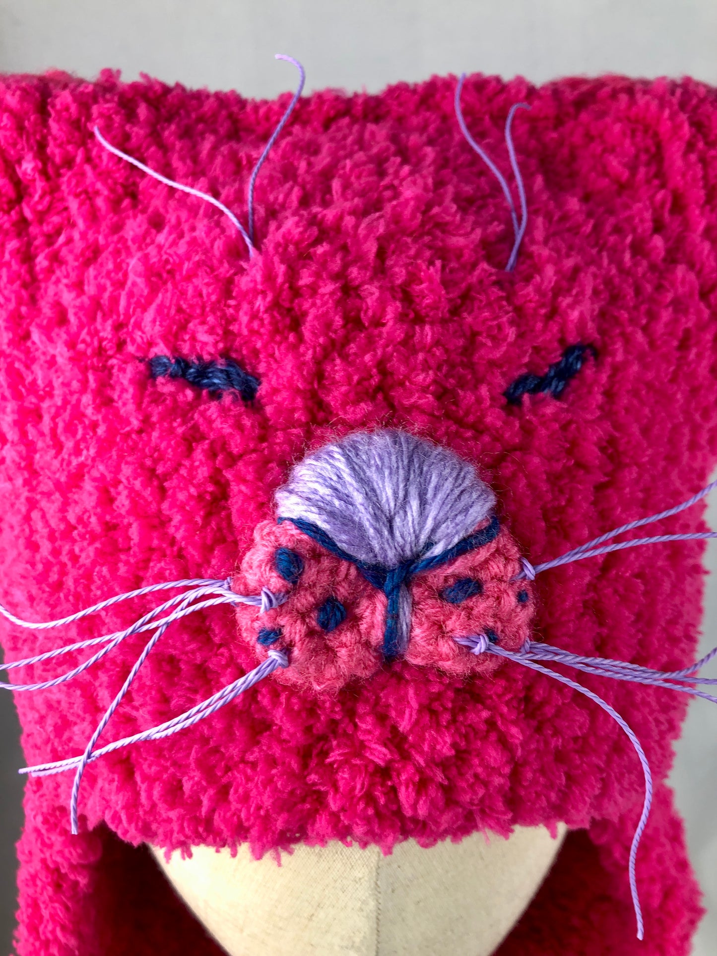 Pink ear flap cat hat