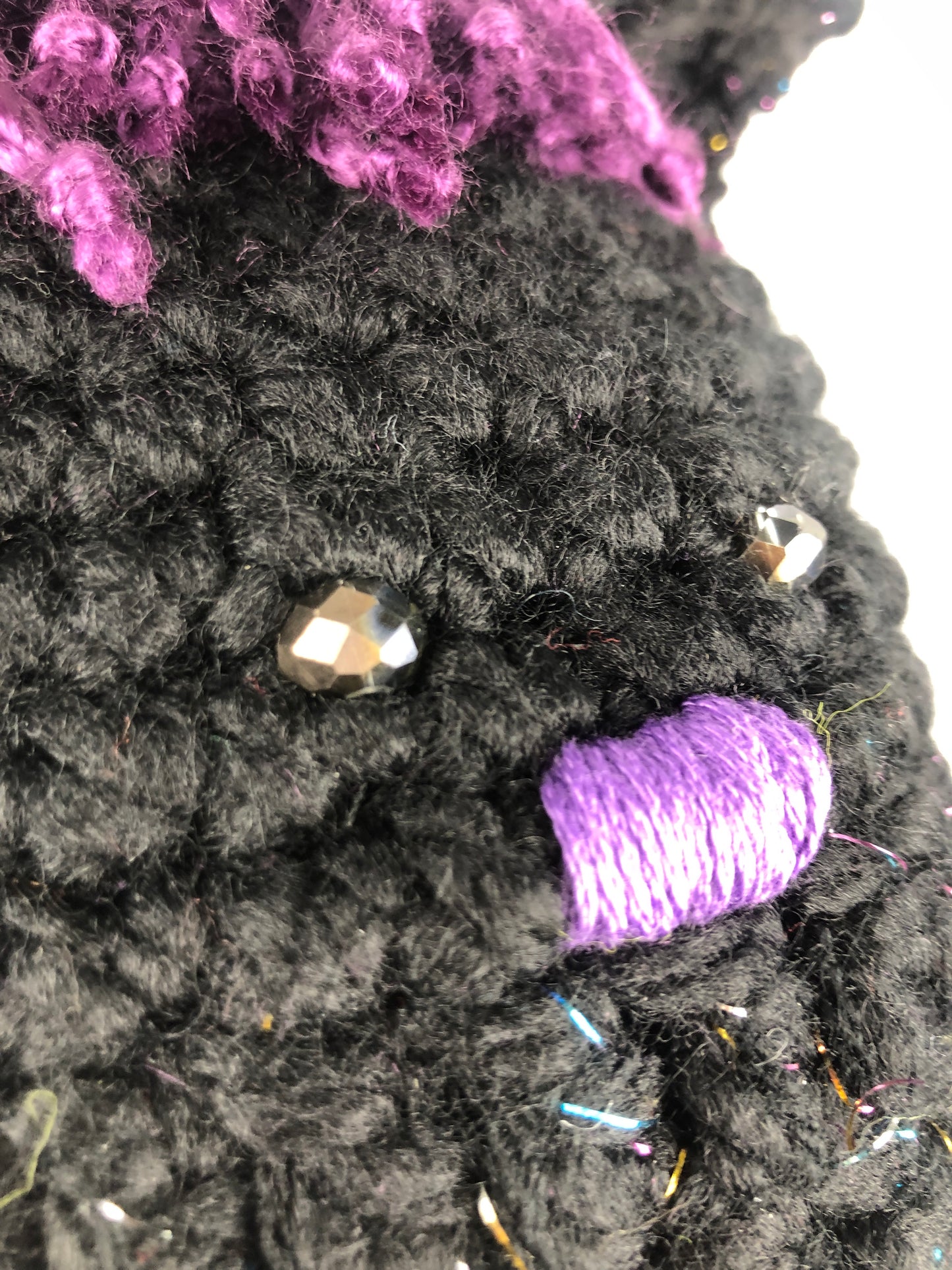 Black purple cat beanie toque