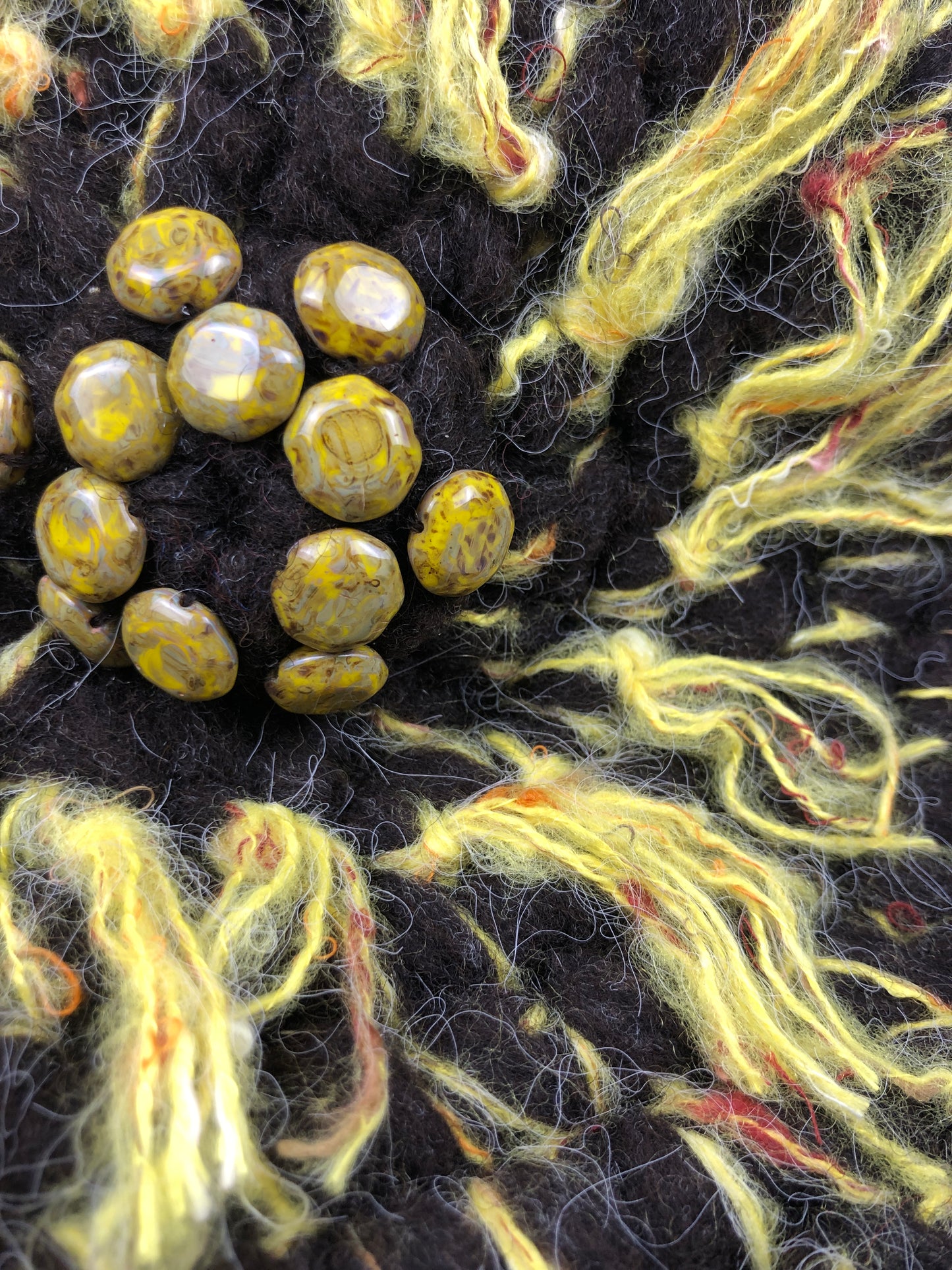 Brown yellow wool beret