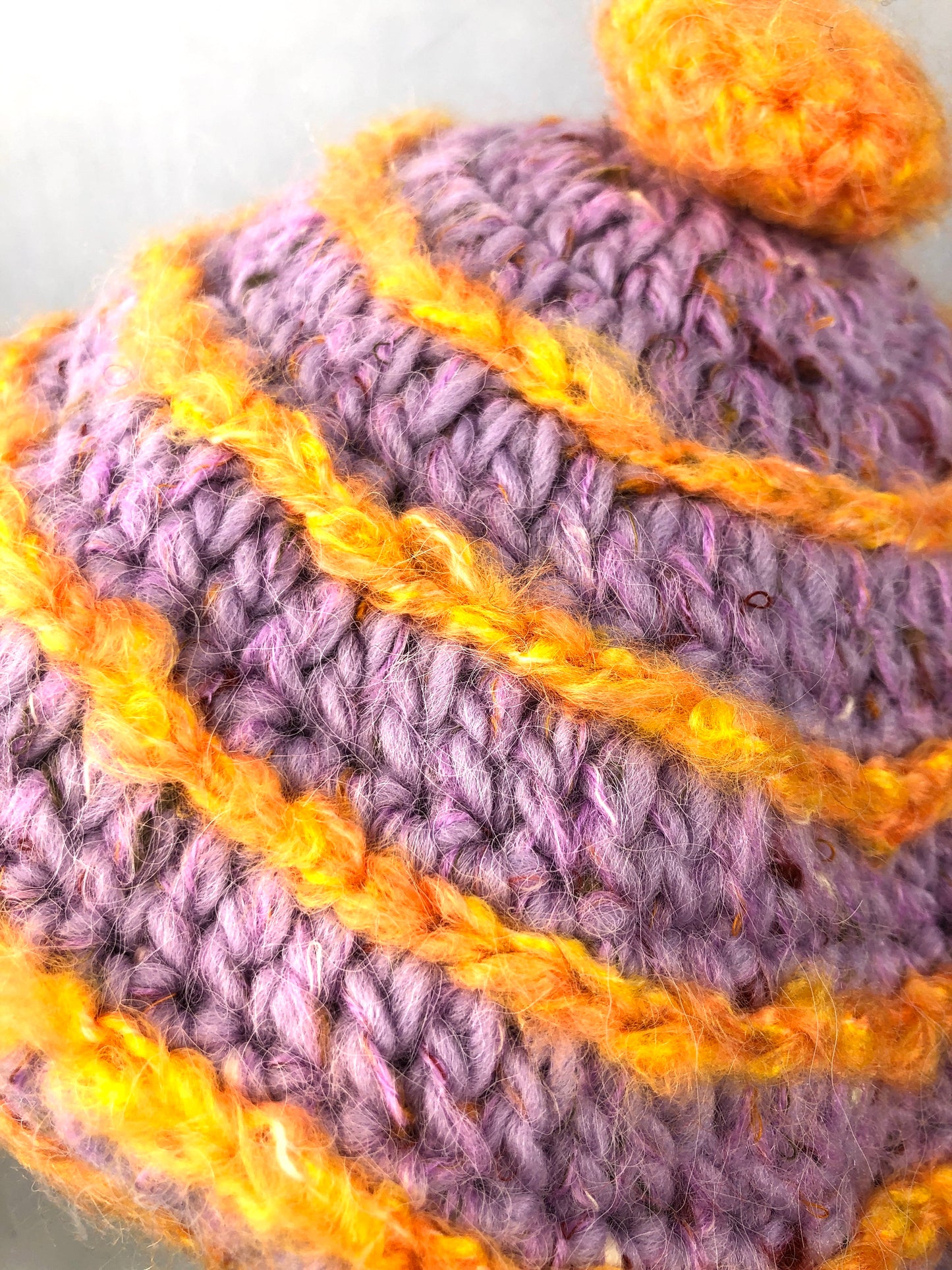 Lilac purple orange mohair beret