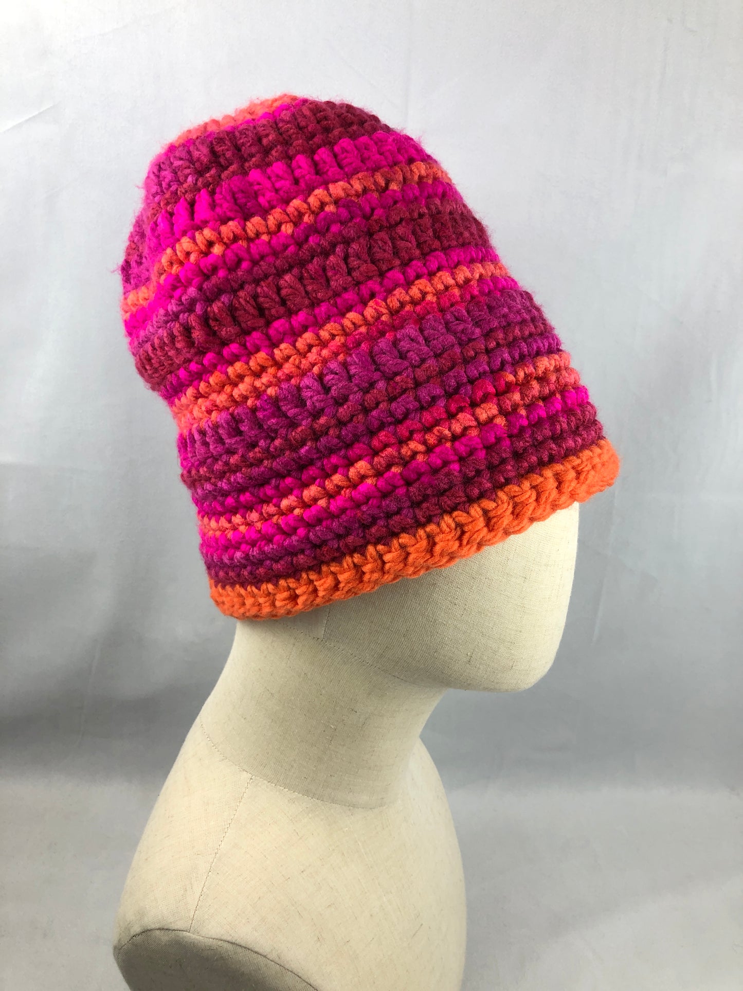 Pink orange beanie toque
