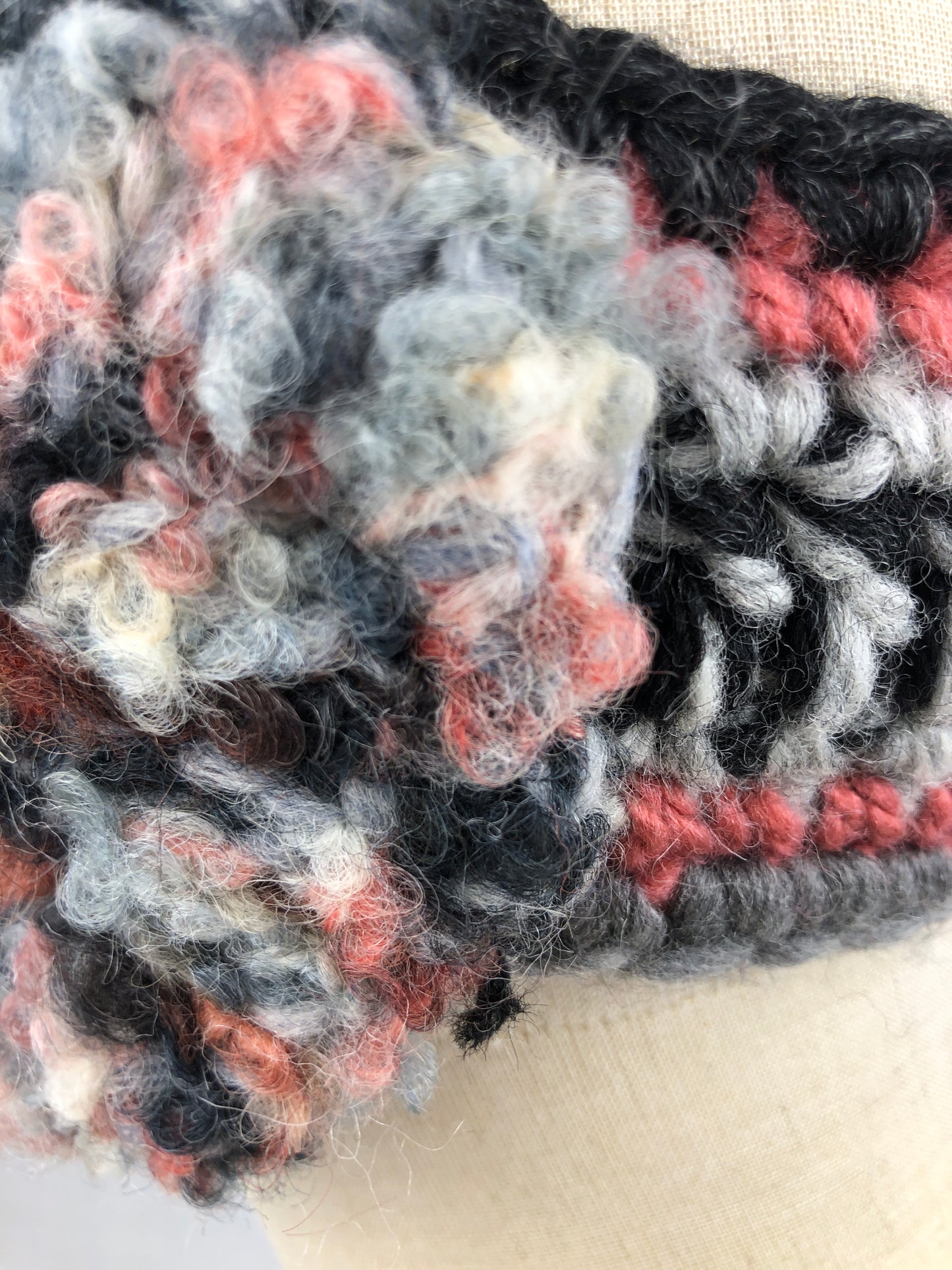 Grey pink wool headband