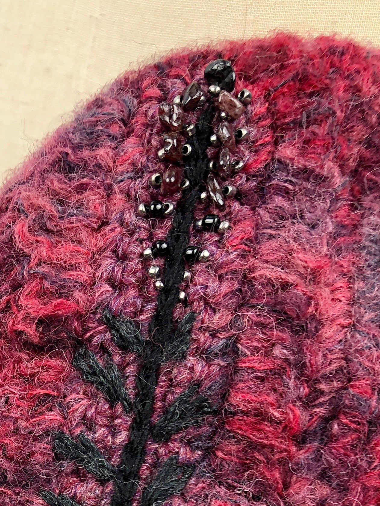 Maroon wool garnet red mittens