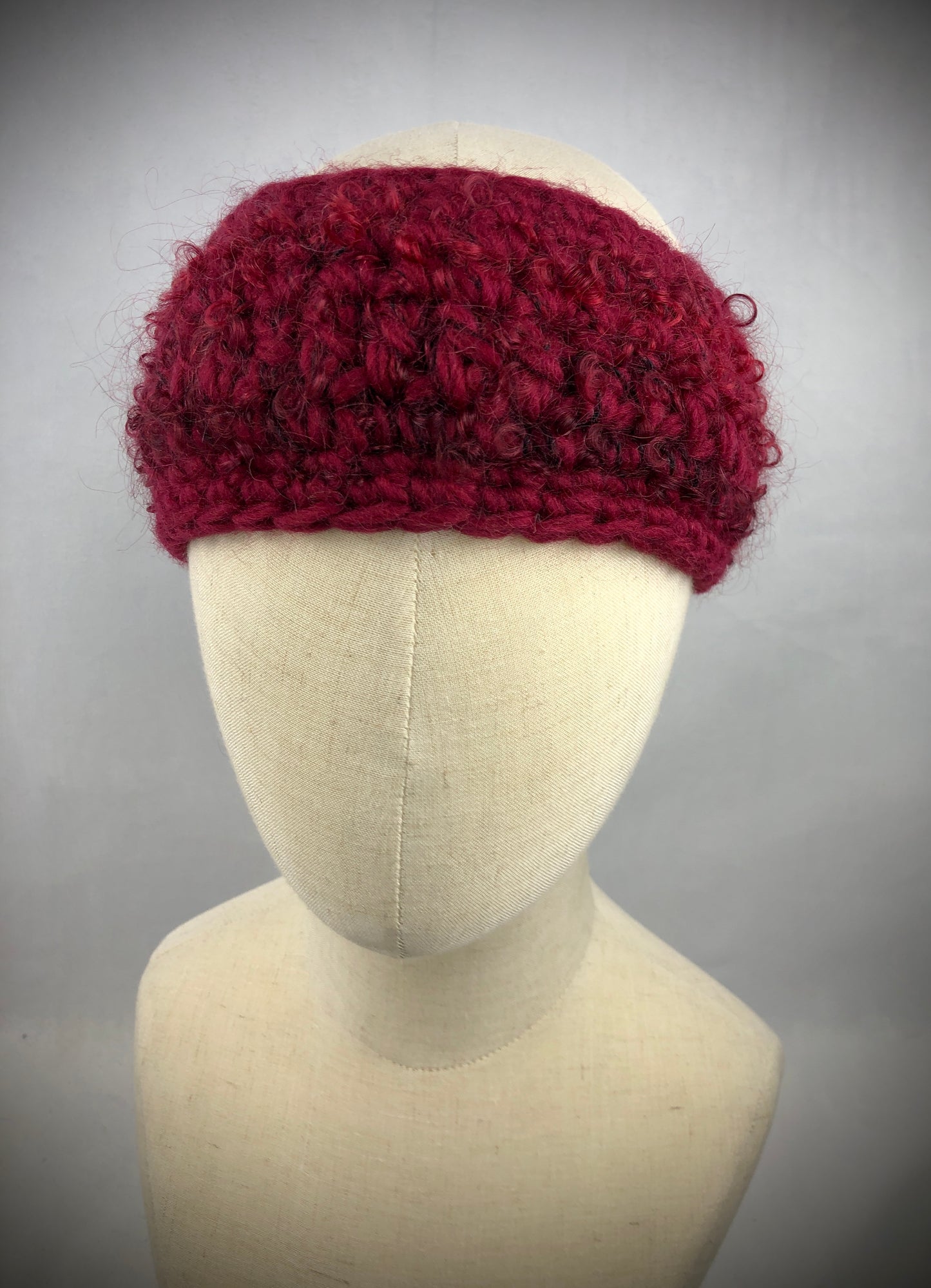 Maroon red wool headband