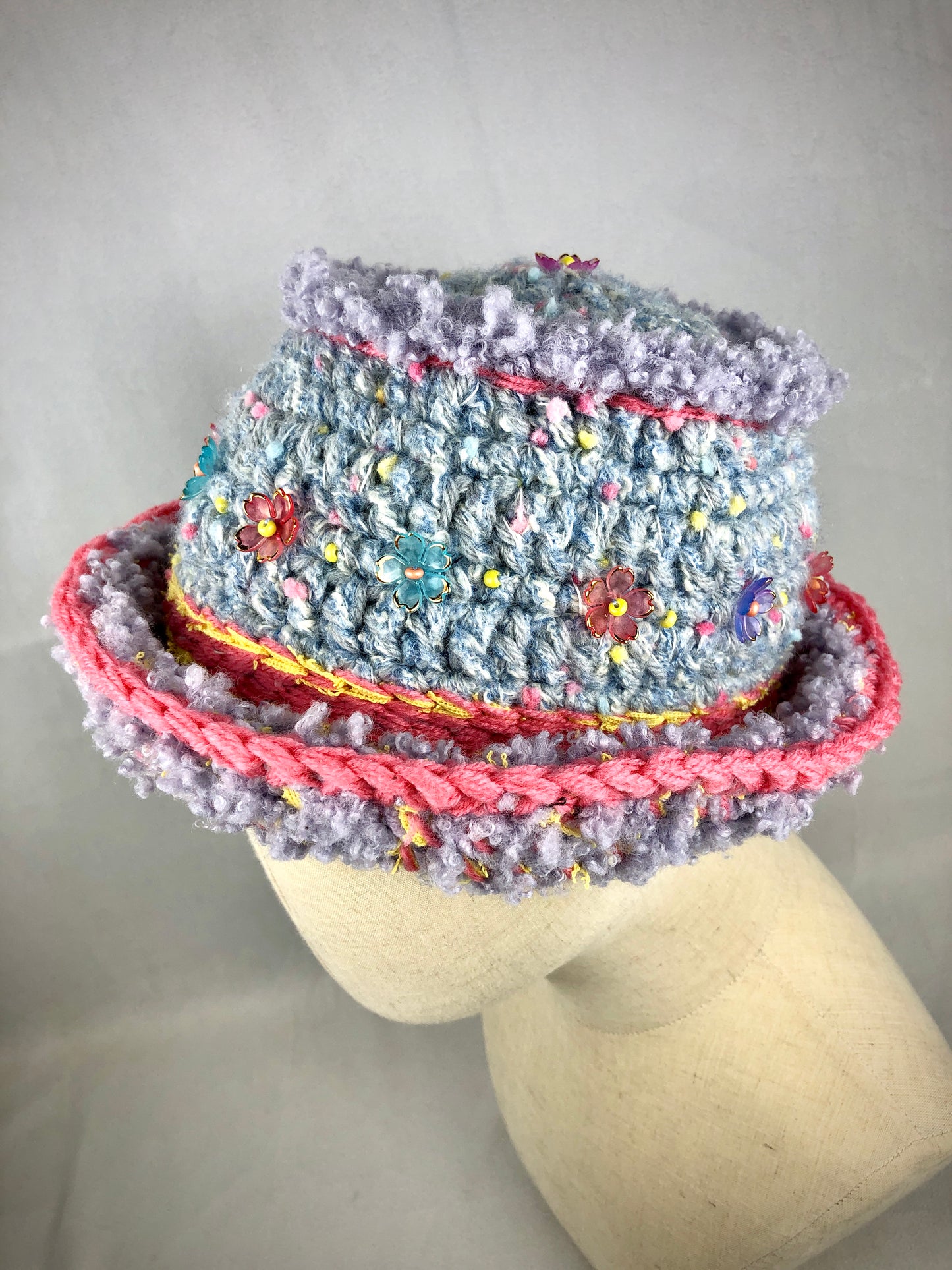 Pastel blue purple bucket hat