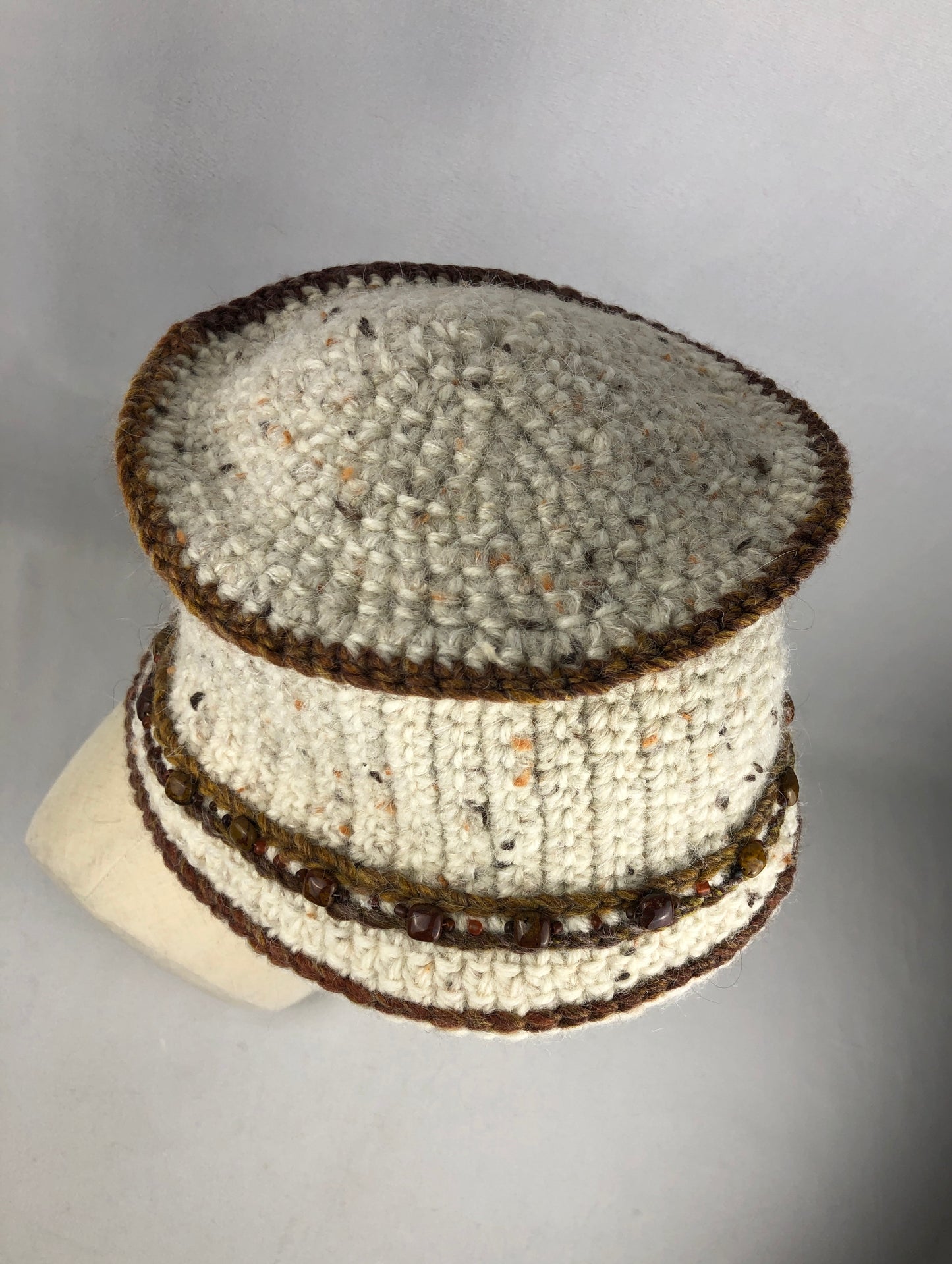 Mookaite cream tweed wool bucket hat