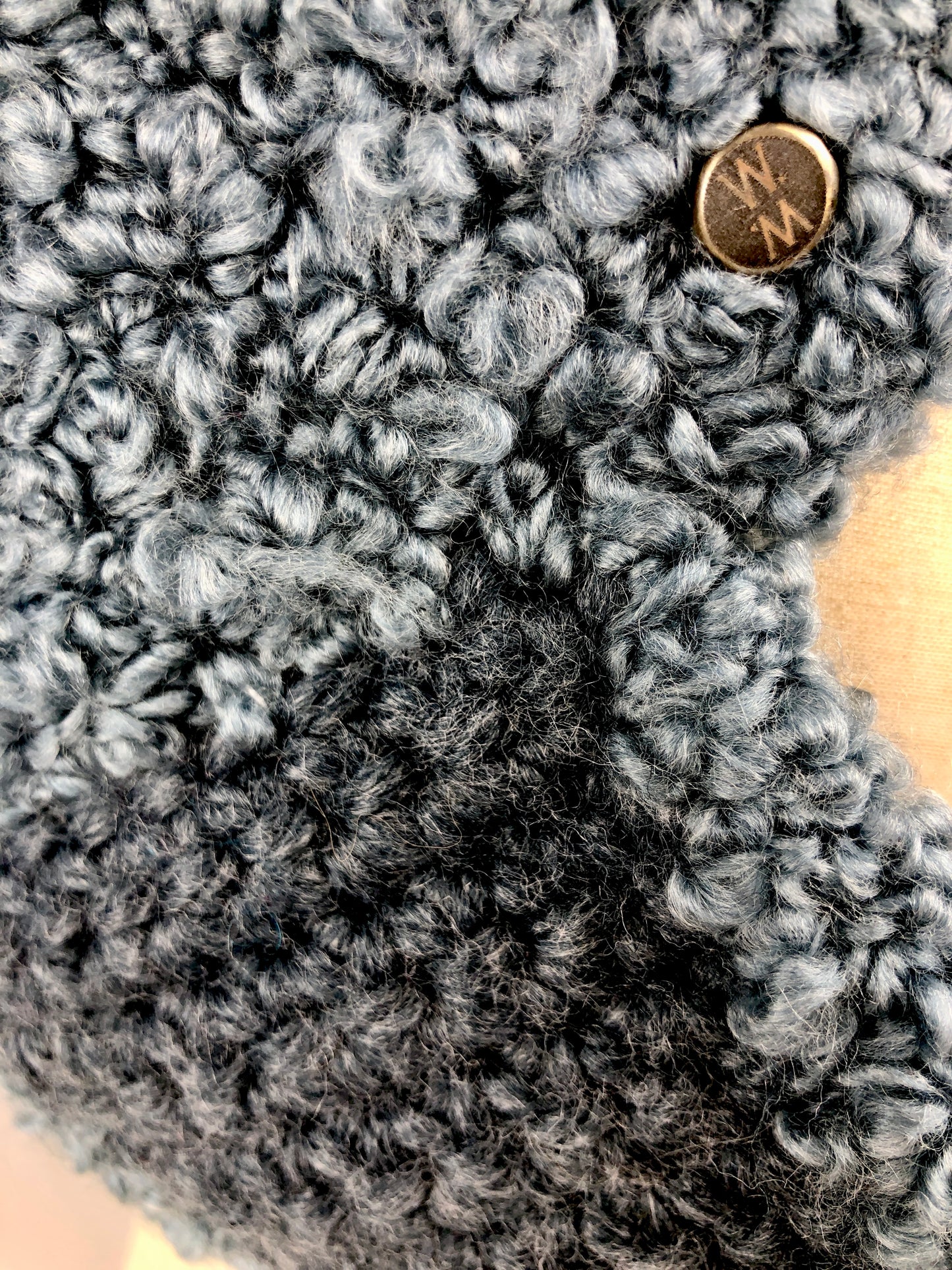 Grey blue earflap helmet hat