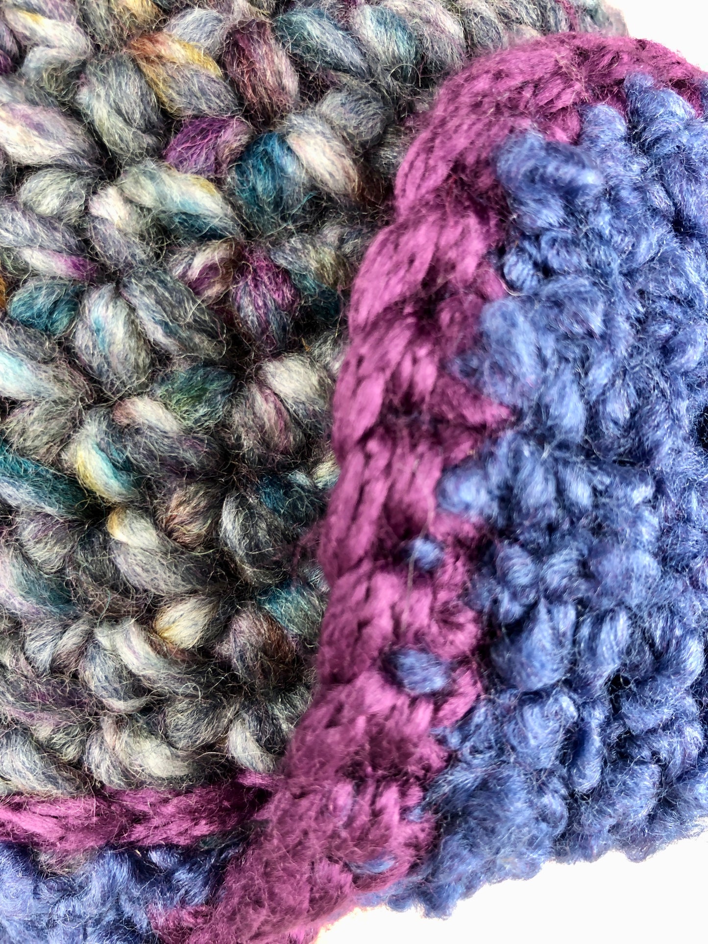 Blue grey purple earflap hat