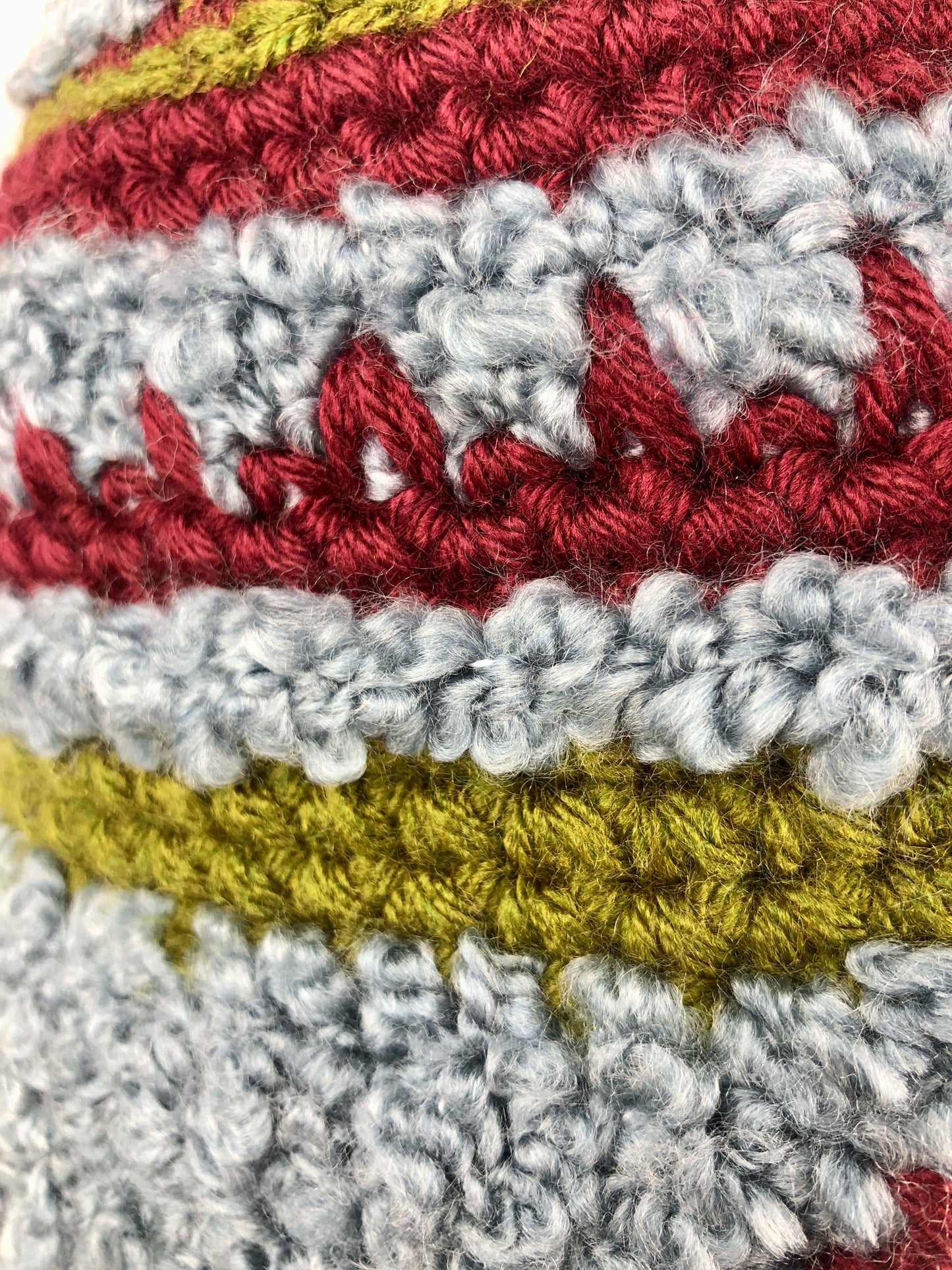 Blue green red stripe earflap hat