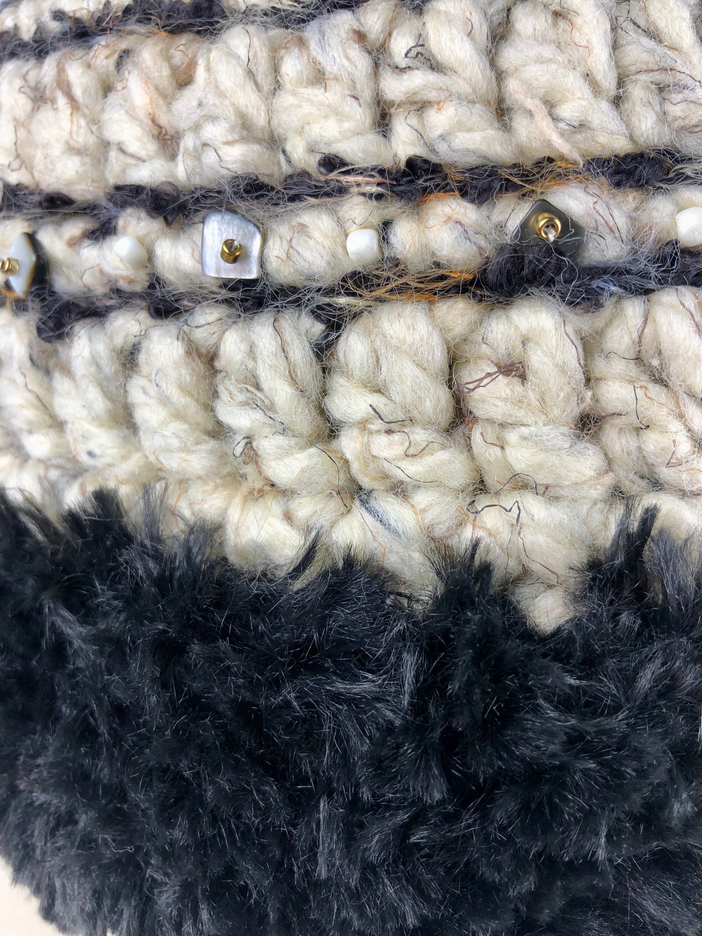Black beige beanie toque hat