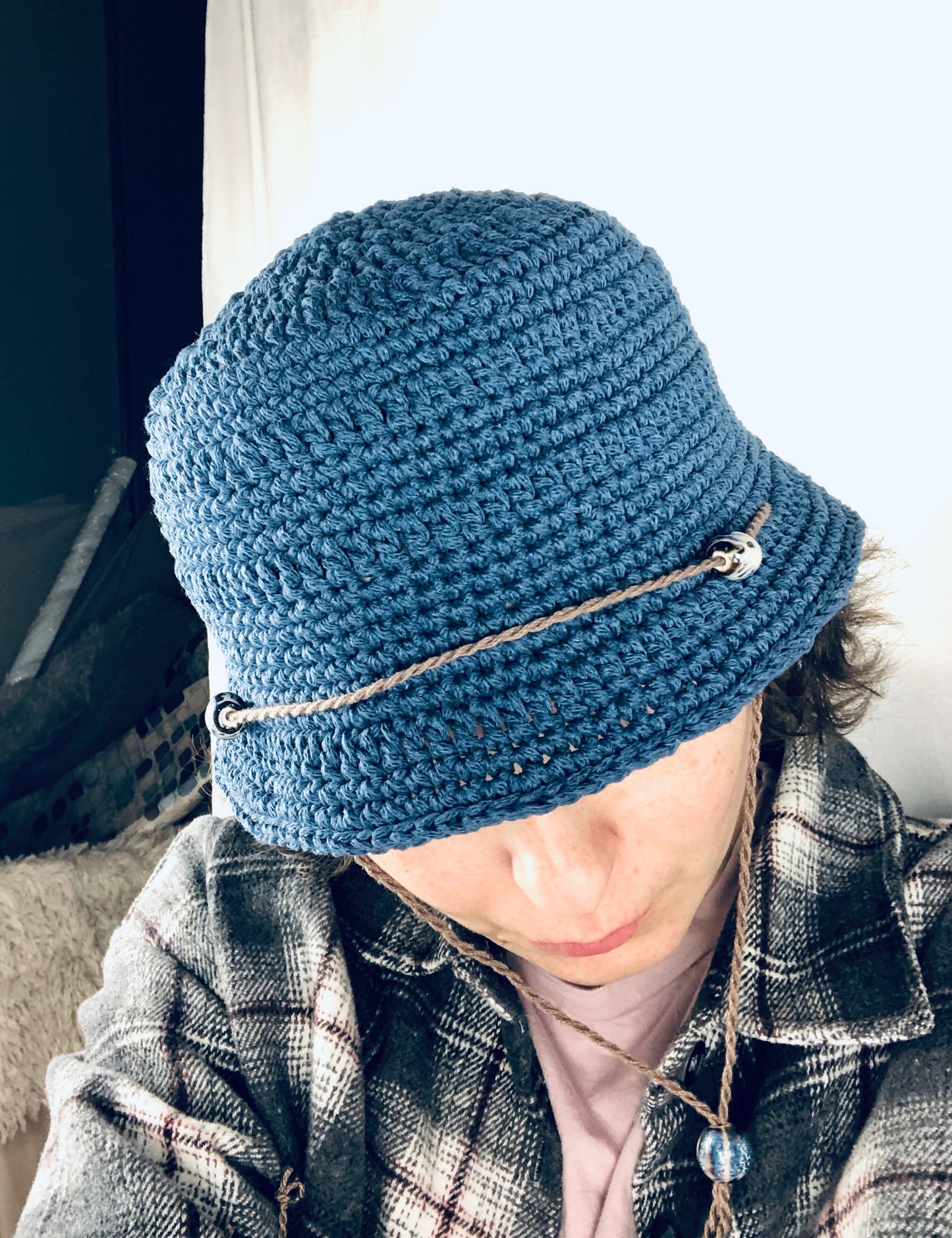 Denim blue cotton bucket/ fisher hat