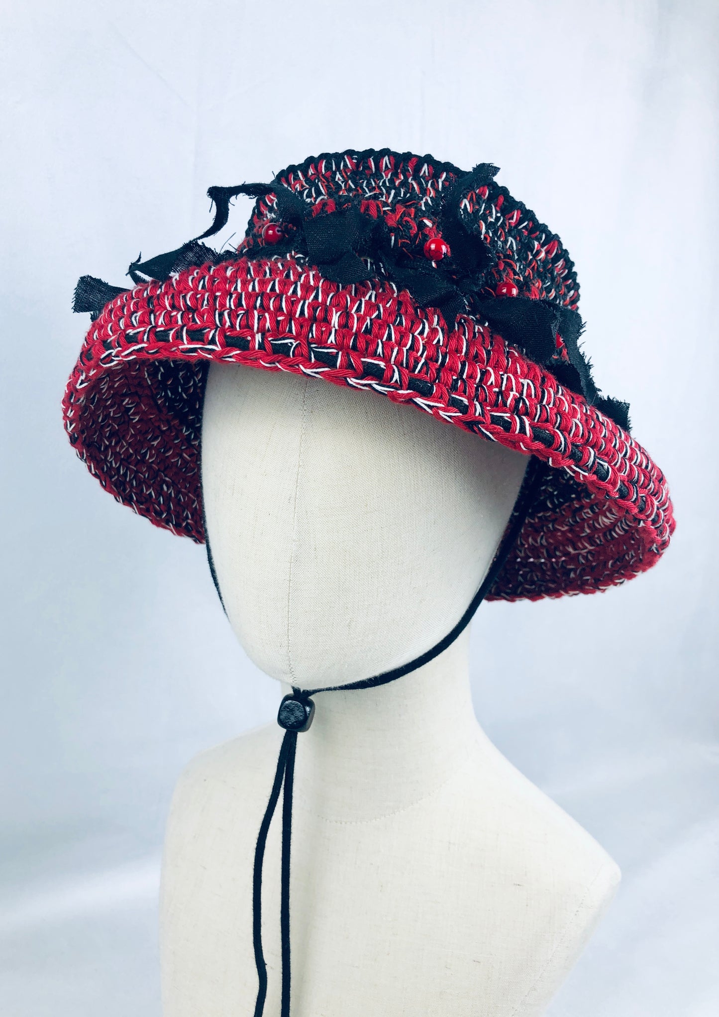 Black-red-white  lampshade cotton Hat