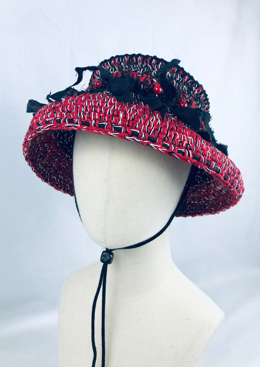Black-red-white  lampshade cotton Hat