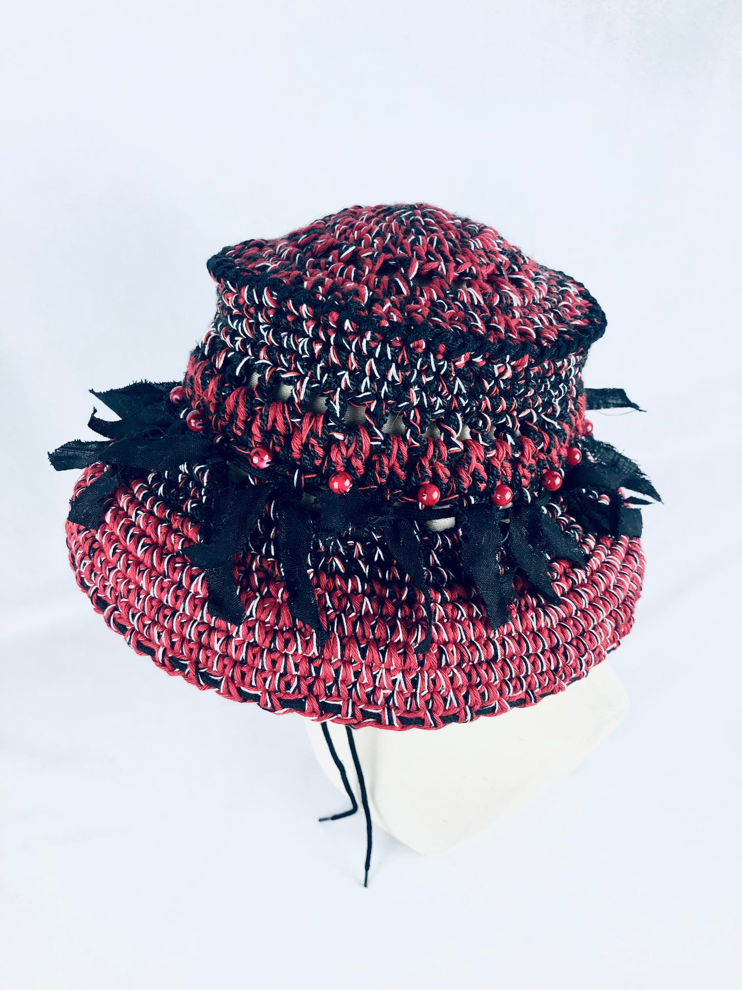 Black-red-white  lampshade cotton Hat