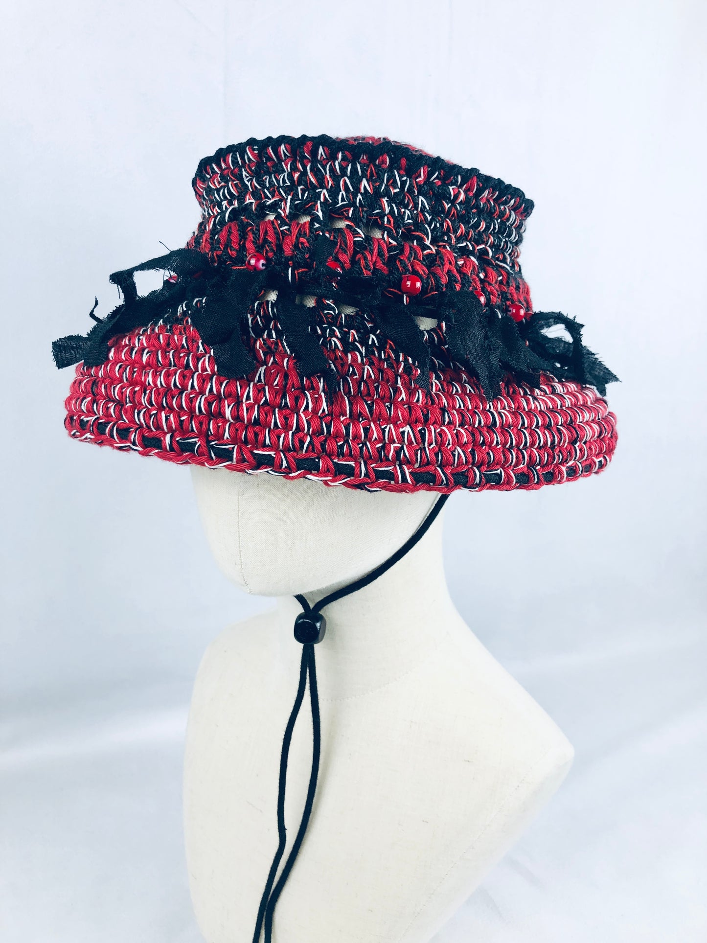 Black-red-white  lampshade cotton Hat