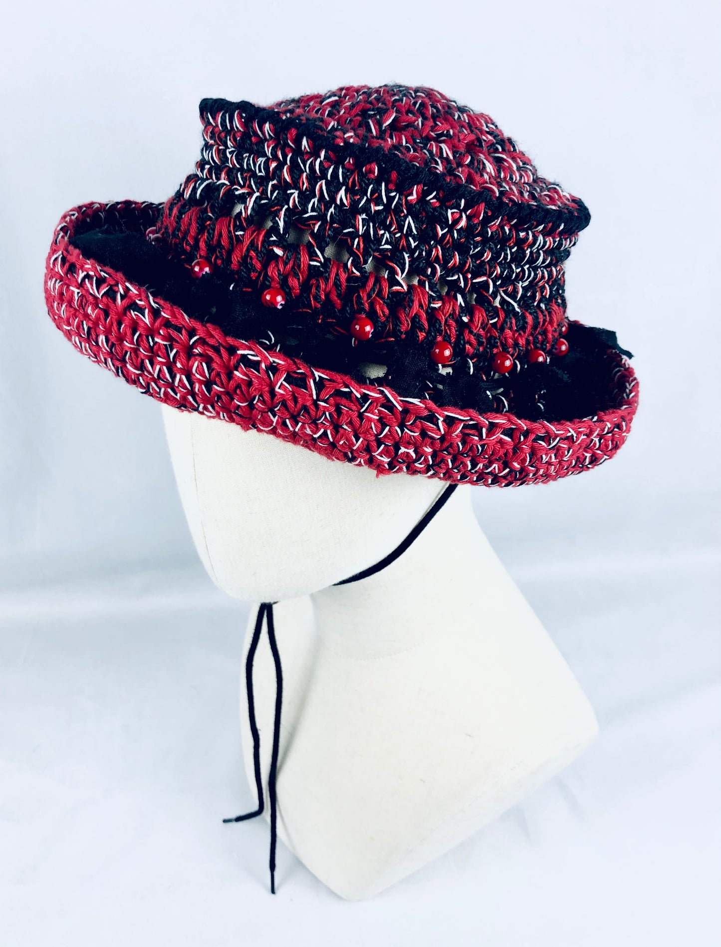 Black-red-white  lampshade cotton Hat