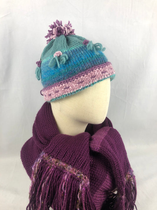Blue teal purple toque
