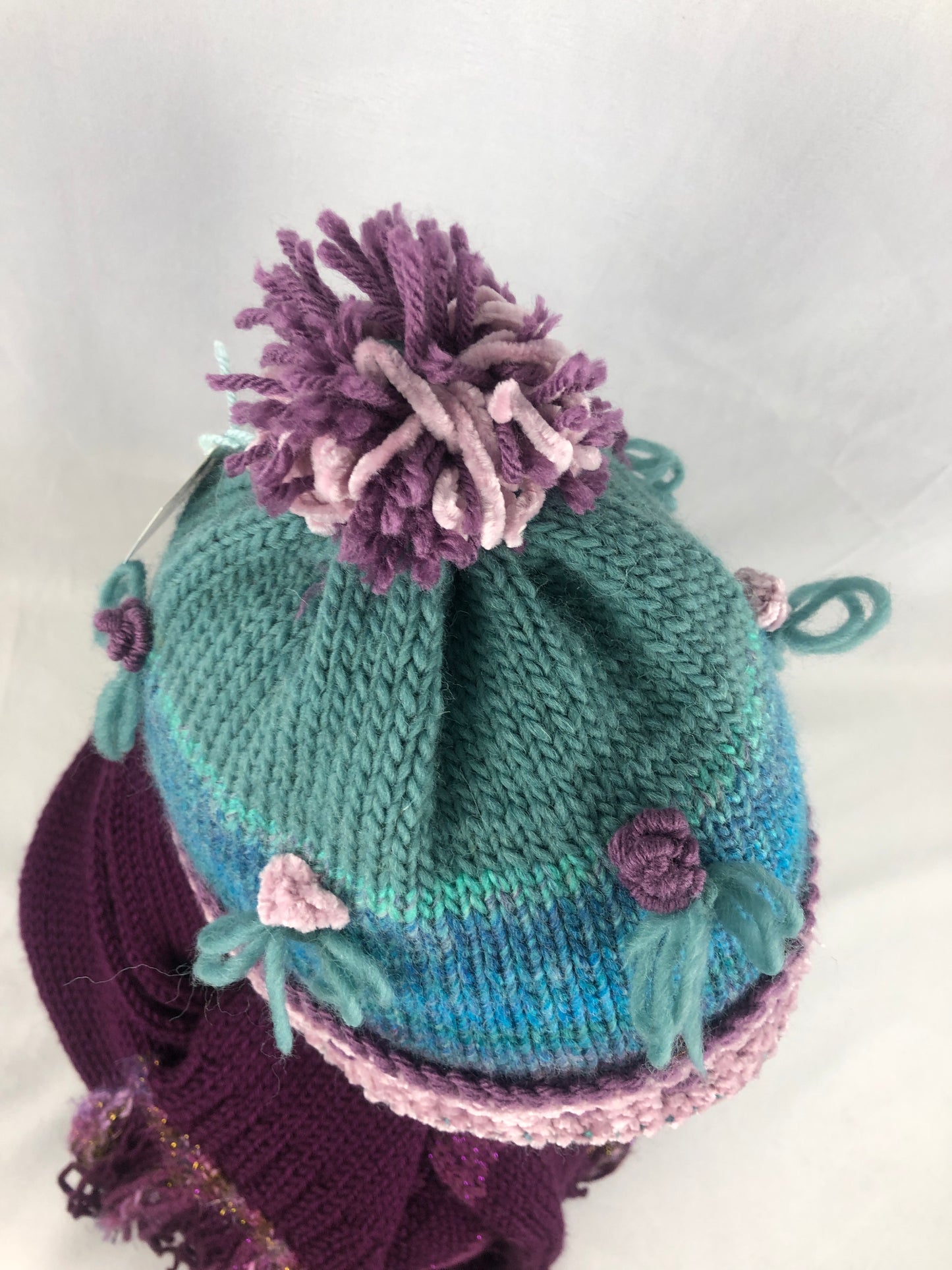 Blue teal purple toque