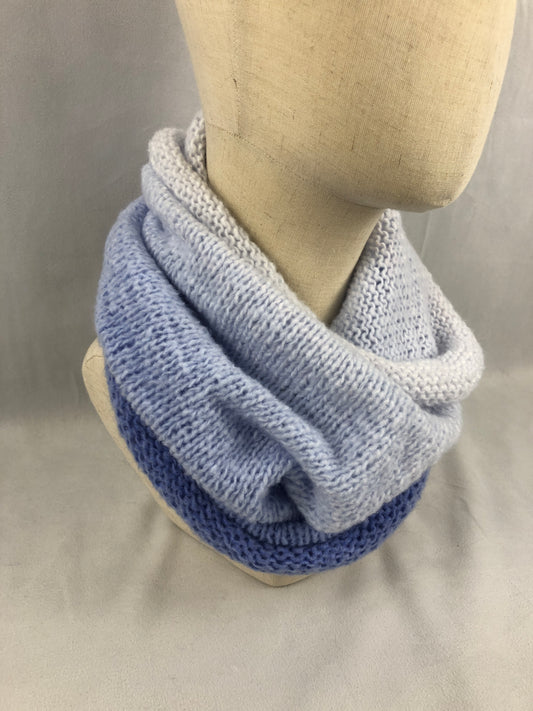 Blue white cowl scarf/ neck warmer
