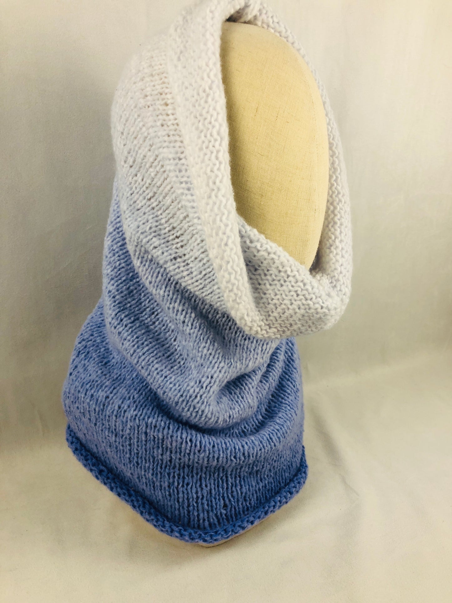 Blue white cowl scarf/ neck warmer