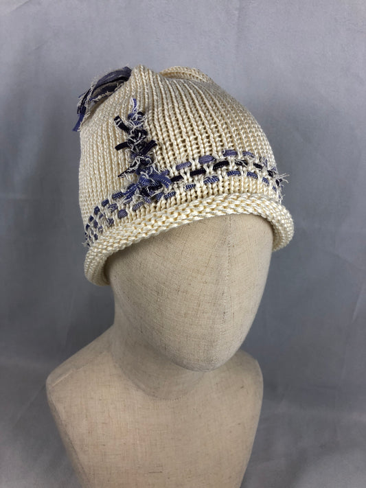 Creamy bamboo beanie hat