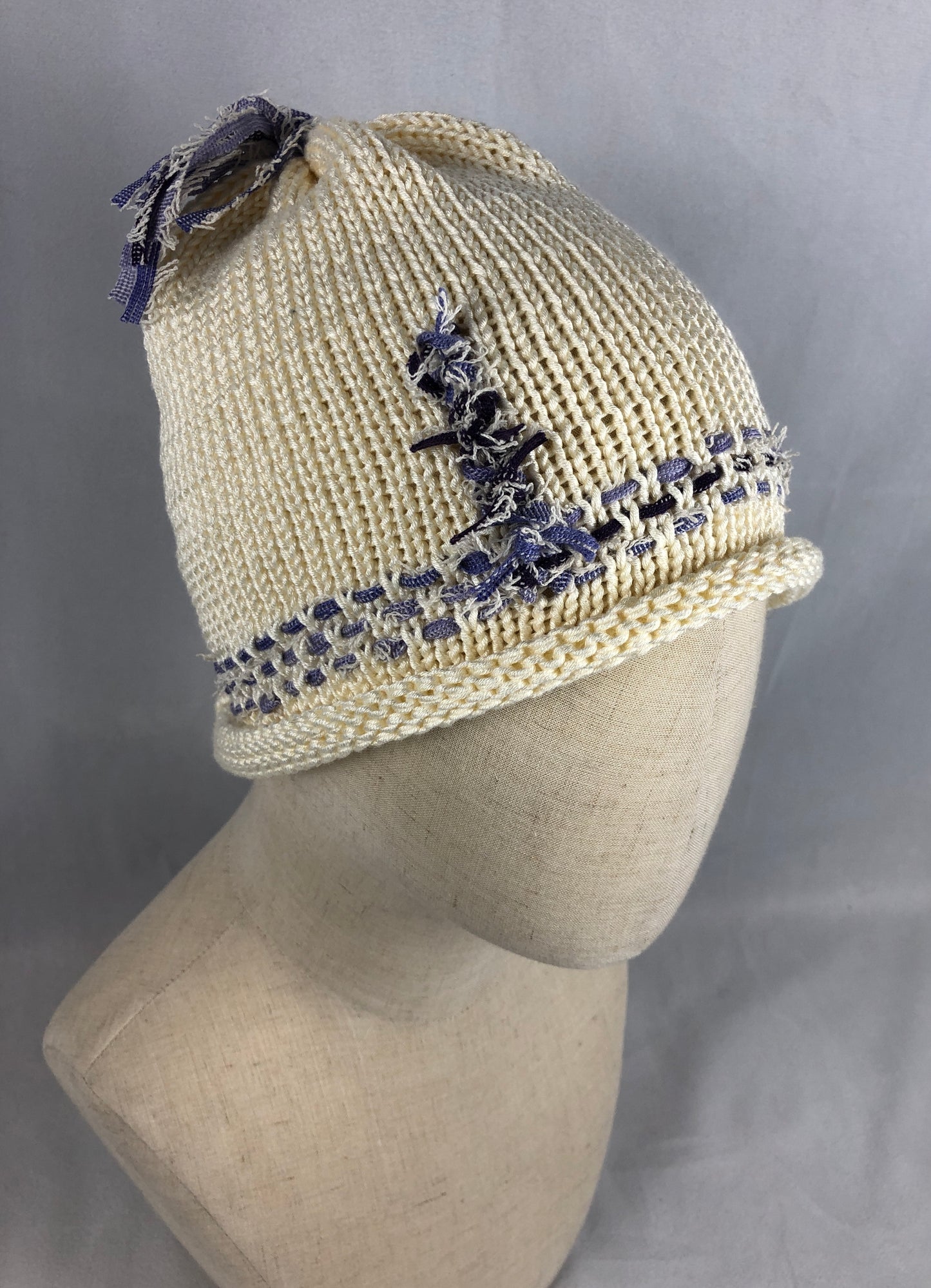 Creamy bamboo beanie hat