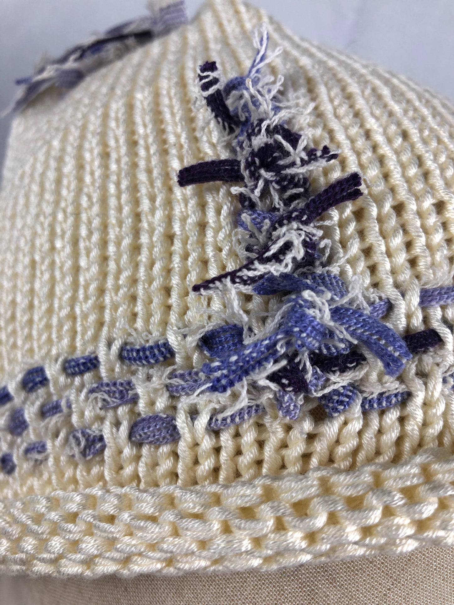 Creamy bamboo beanie hat
