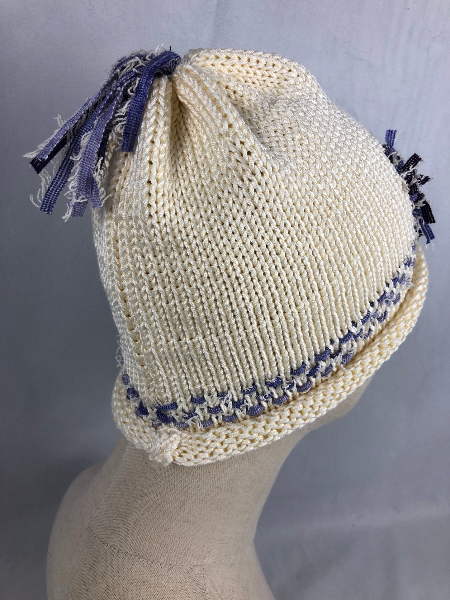 Creamy bamboo beanie hat