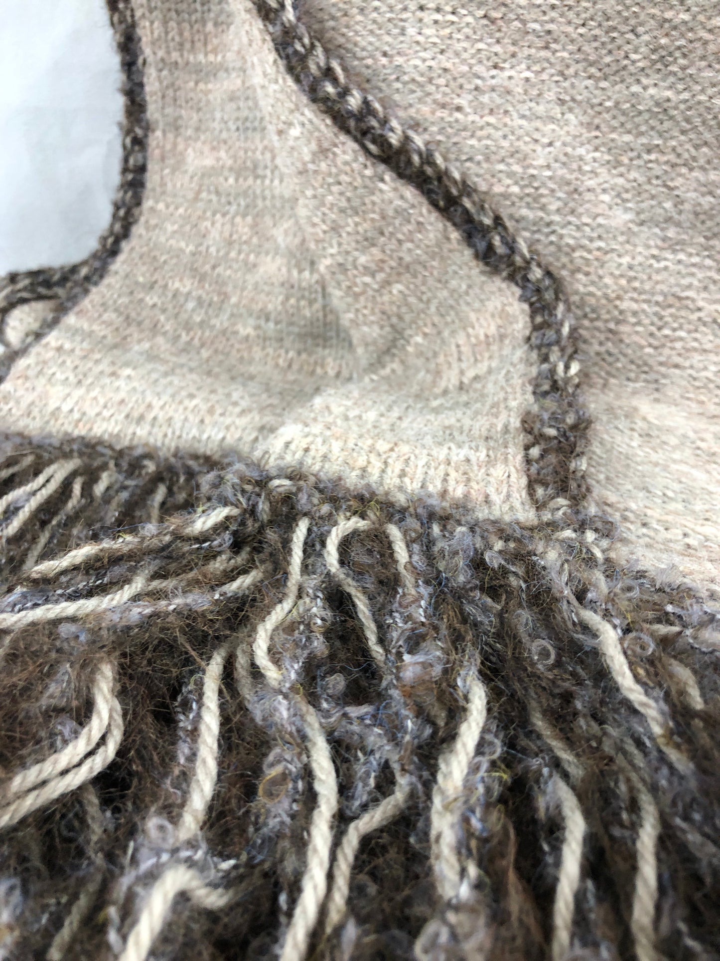 Brown beige alpaca wool scarf