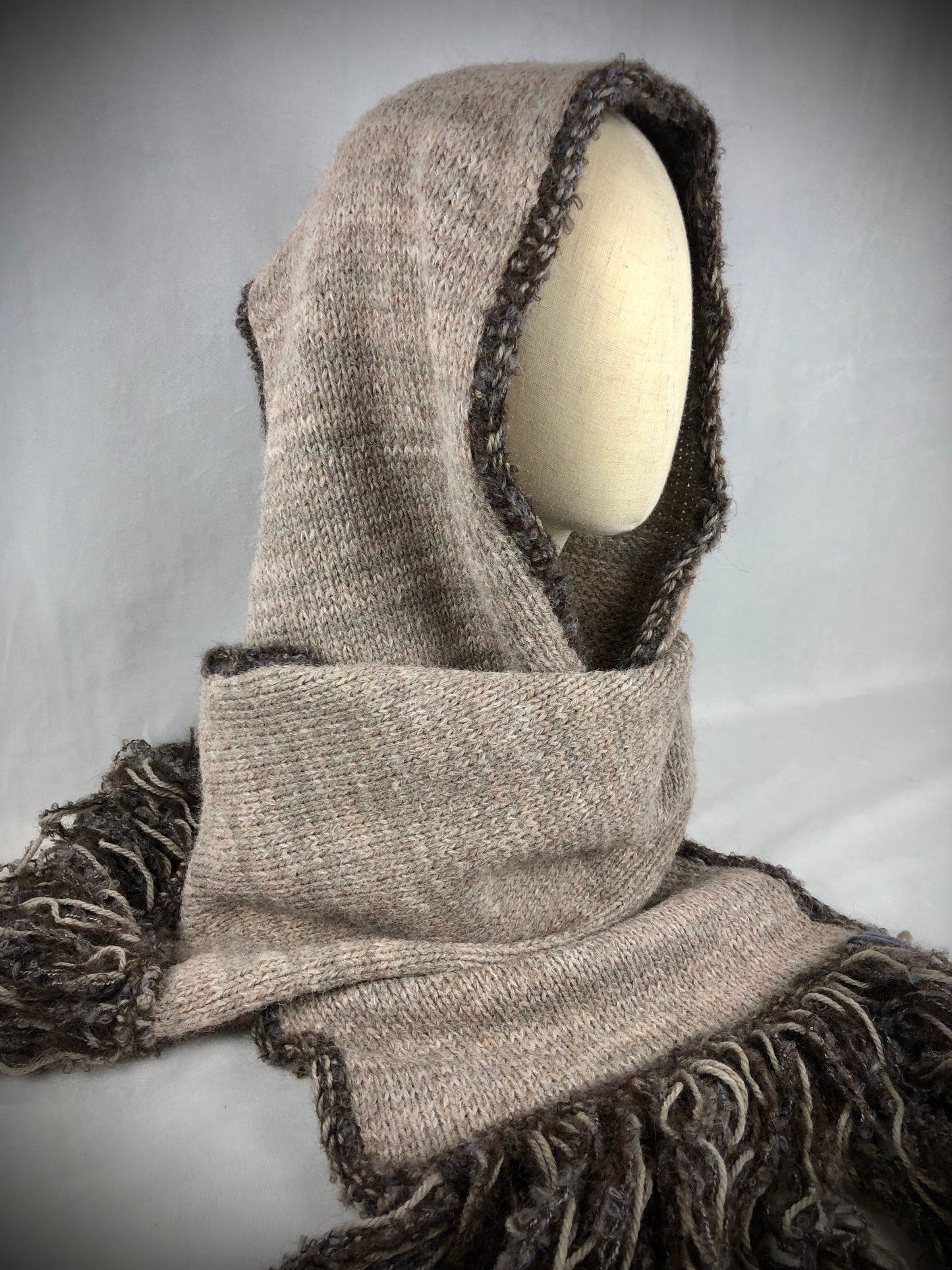 Brown beige alpaca wool scarf