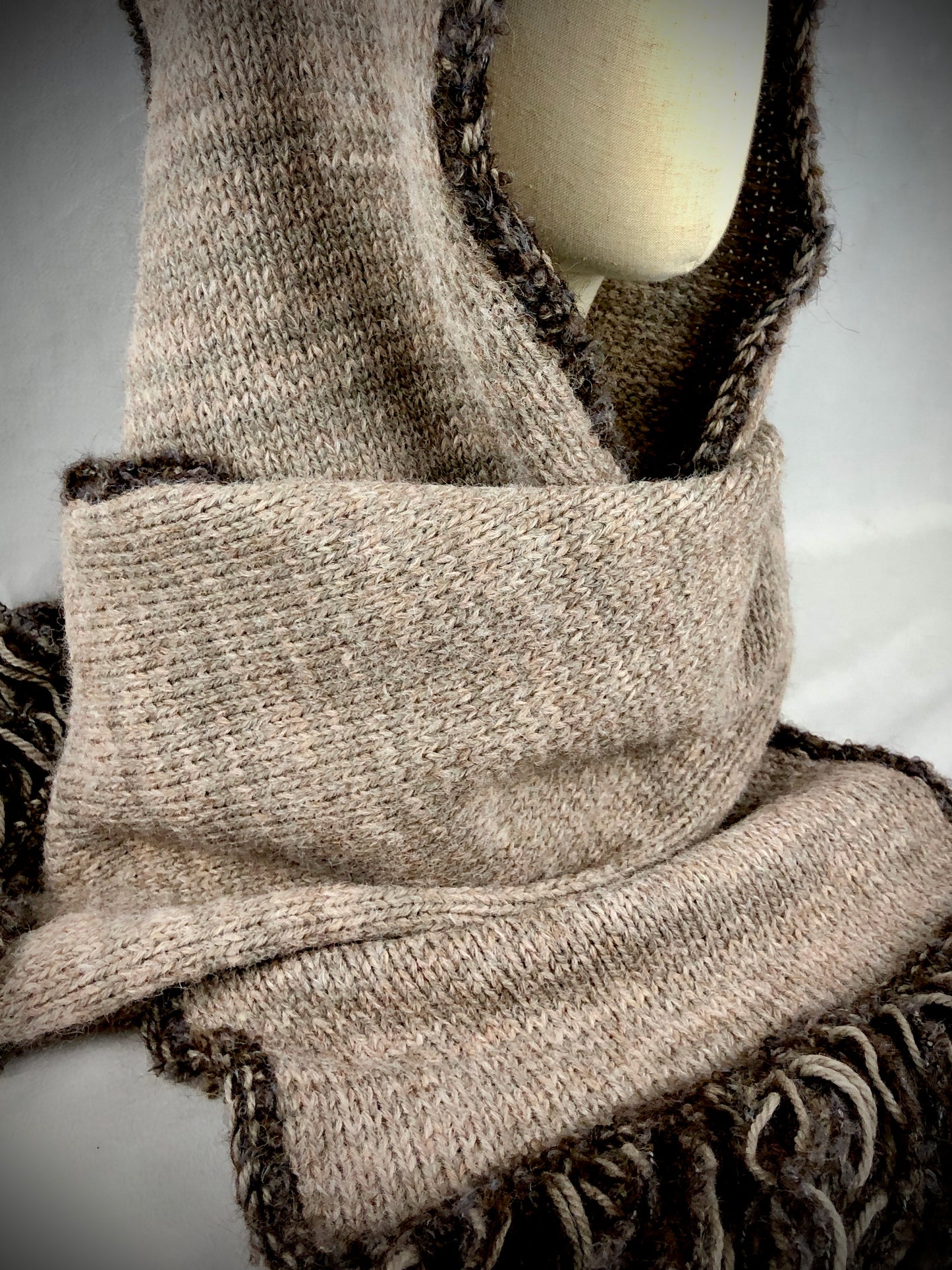 Brown beige alpaca wool scarf