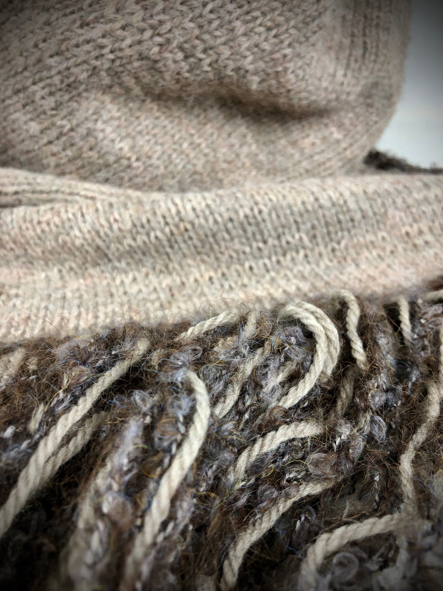 Brown beige alpaca wool scarf