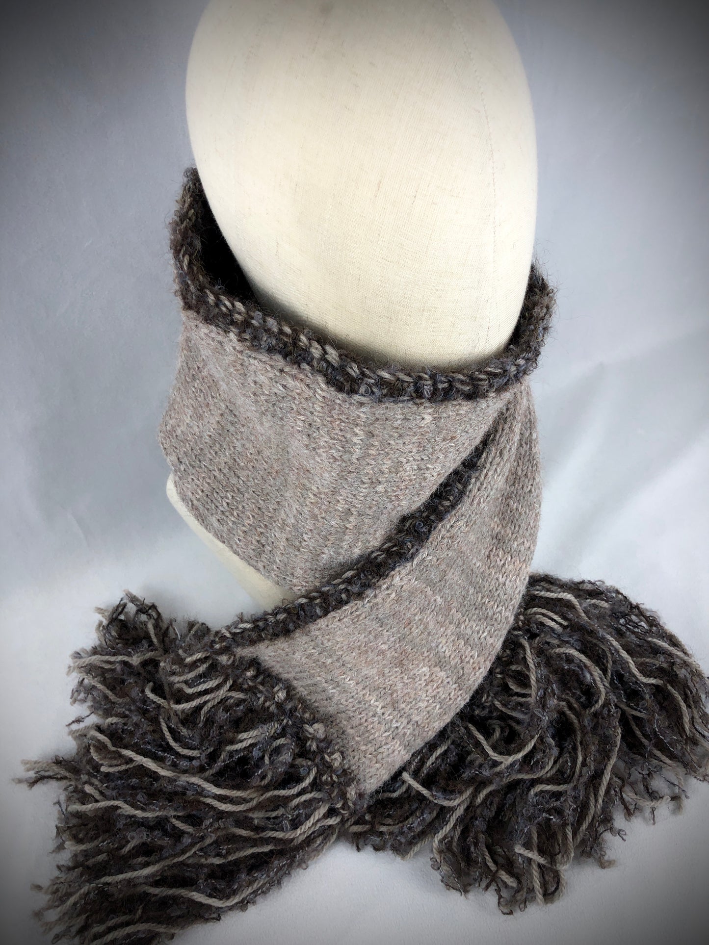 Brown beige alpaca wool scarf