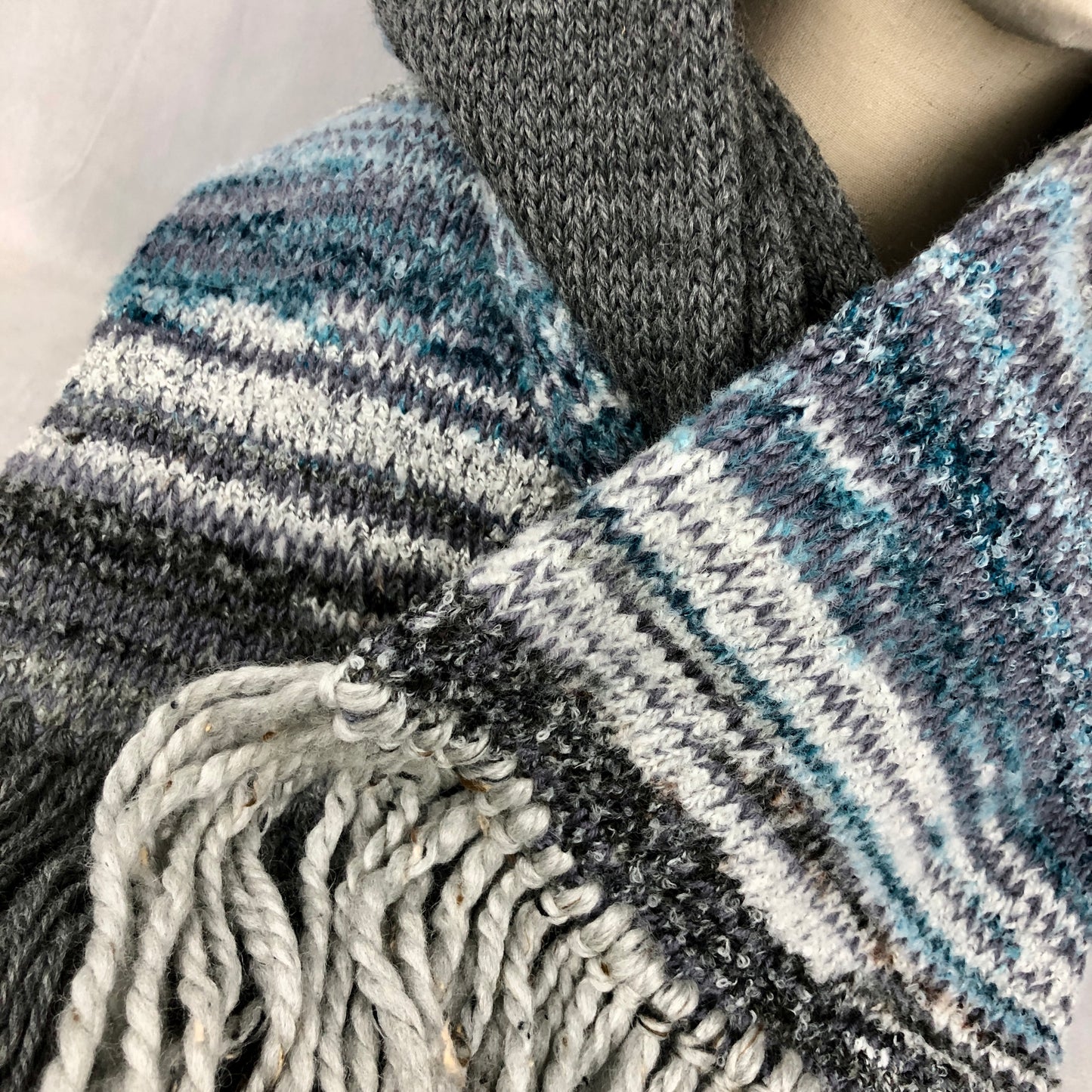 Grey glacier wool scarf