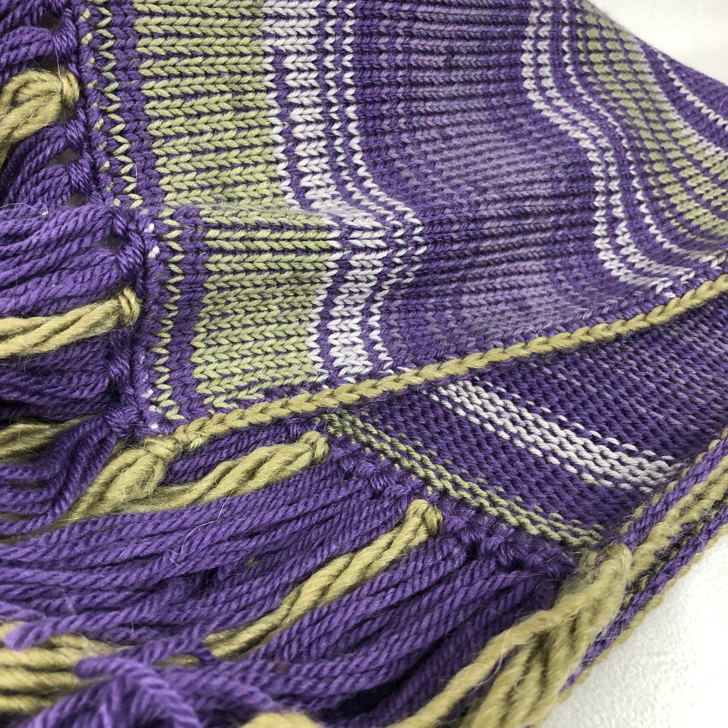 Purple green wool scarf