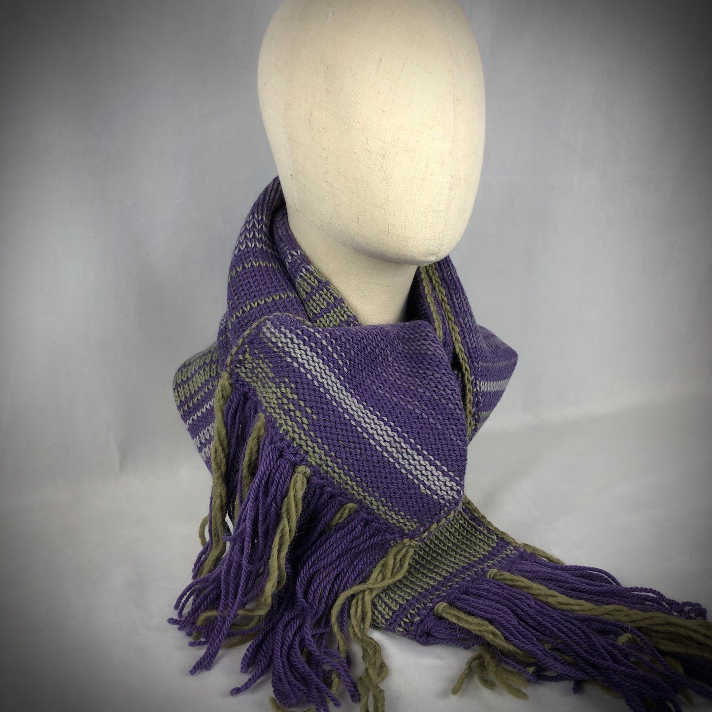 Purple green wool scarf