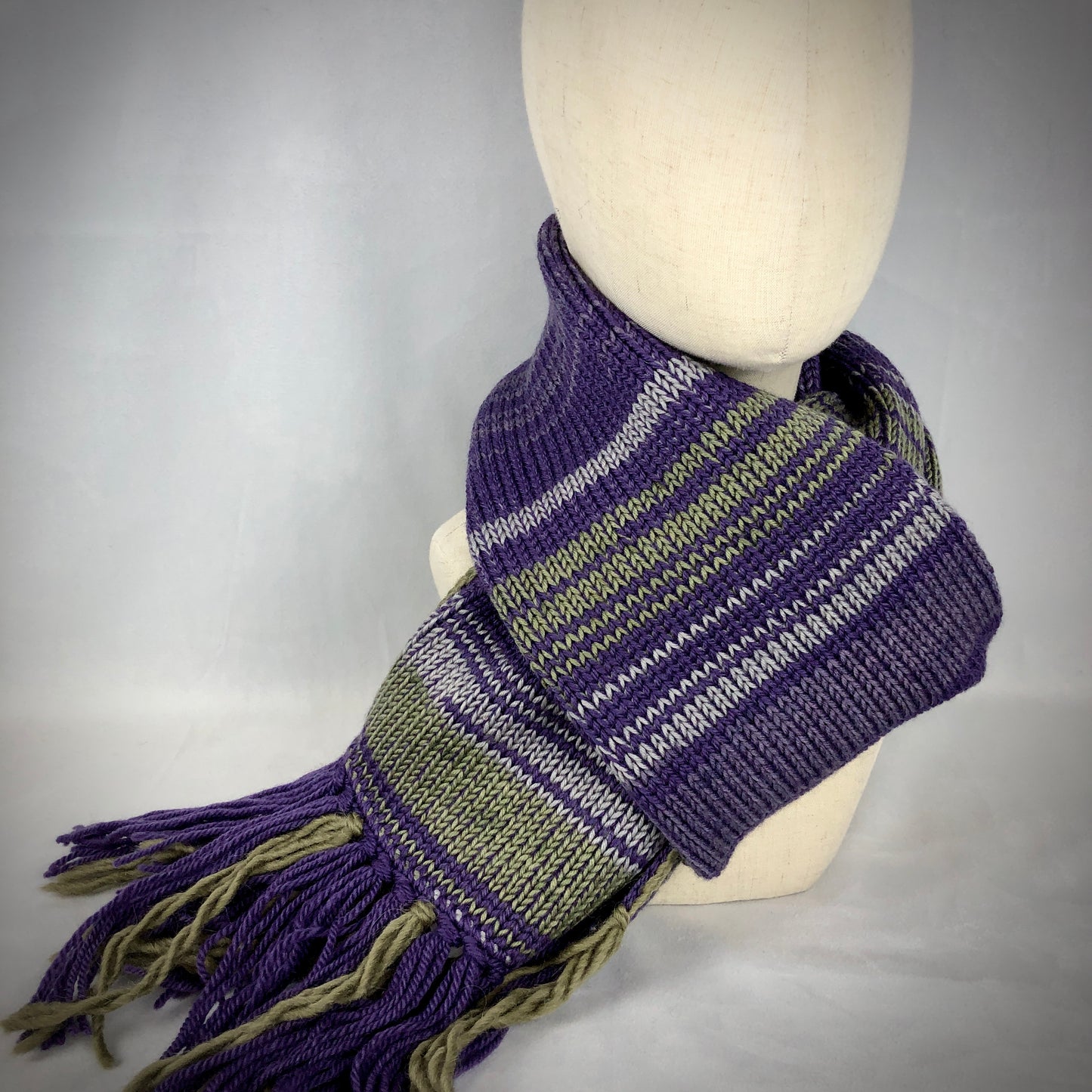 Purple green wool scarf